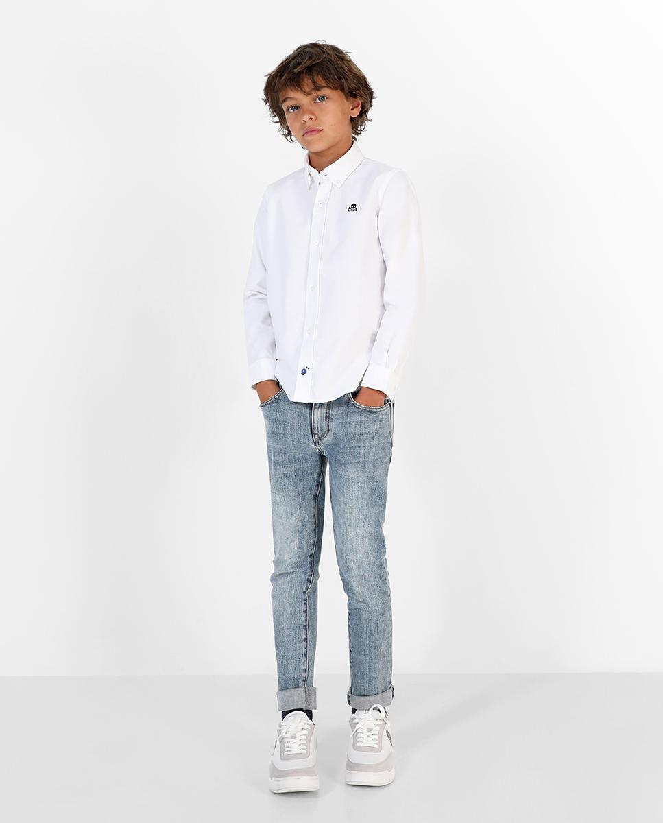 Camisa de niño de manga larga lisa - Scalpers - Blanco Blanco-2