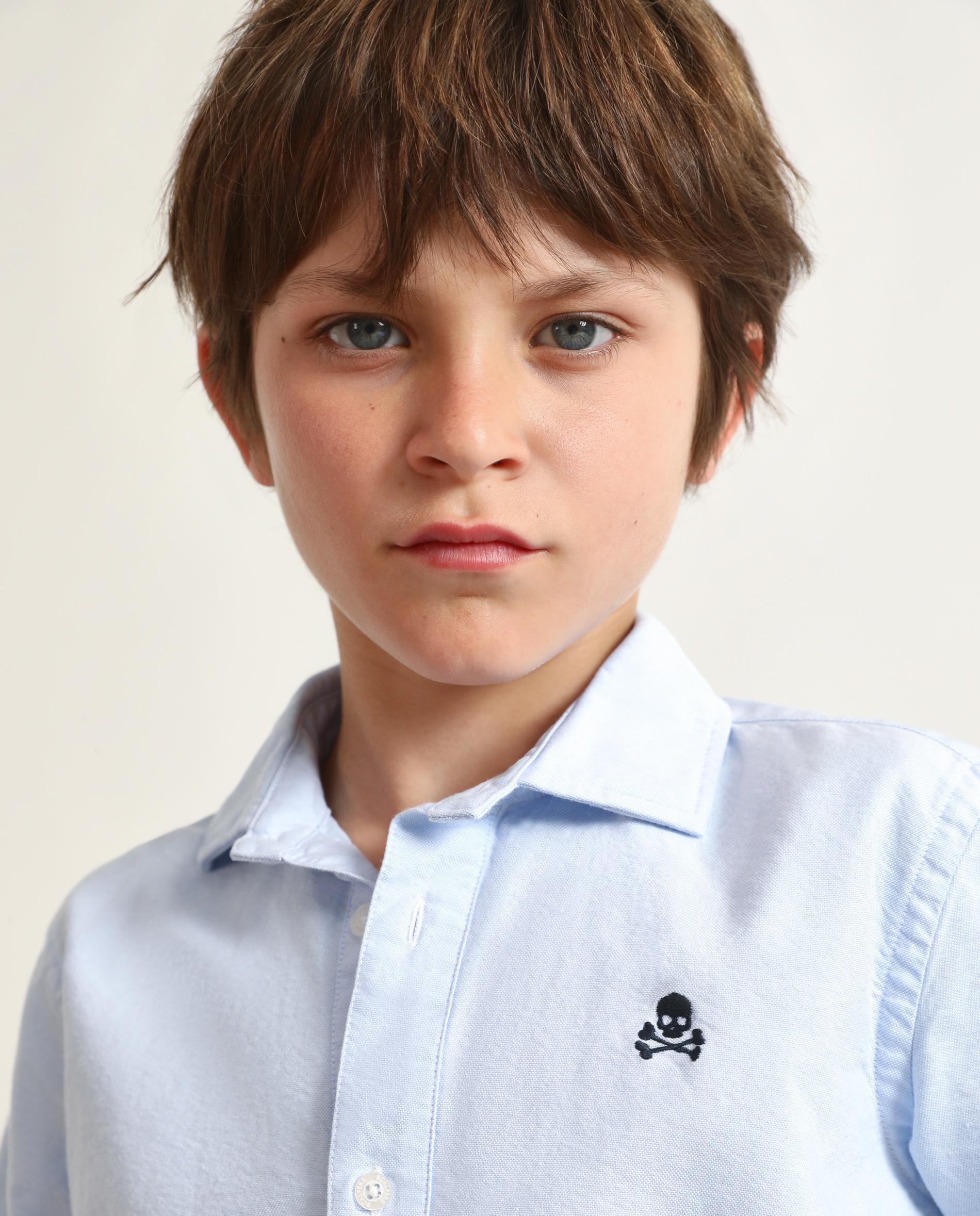 Camisa de niño de manga larga con tapeta tipo polo - Scalpers - Azul claro Azul claro-4