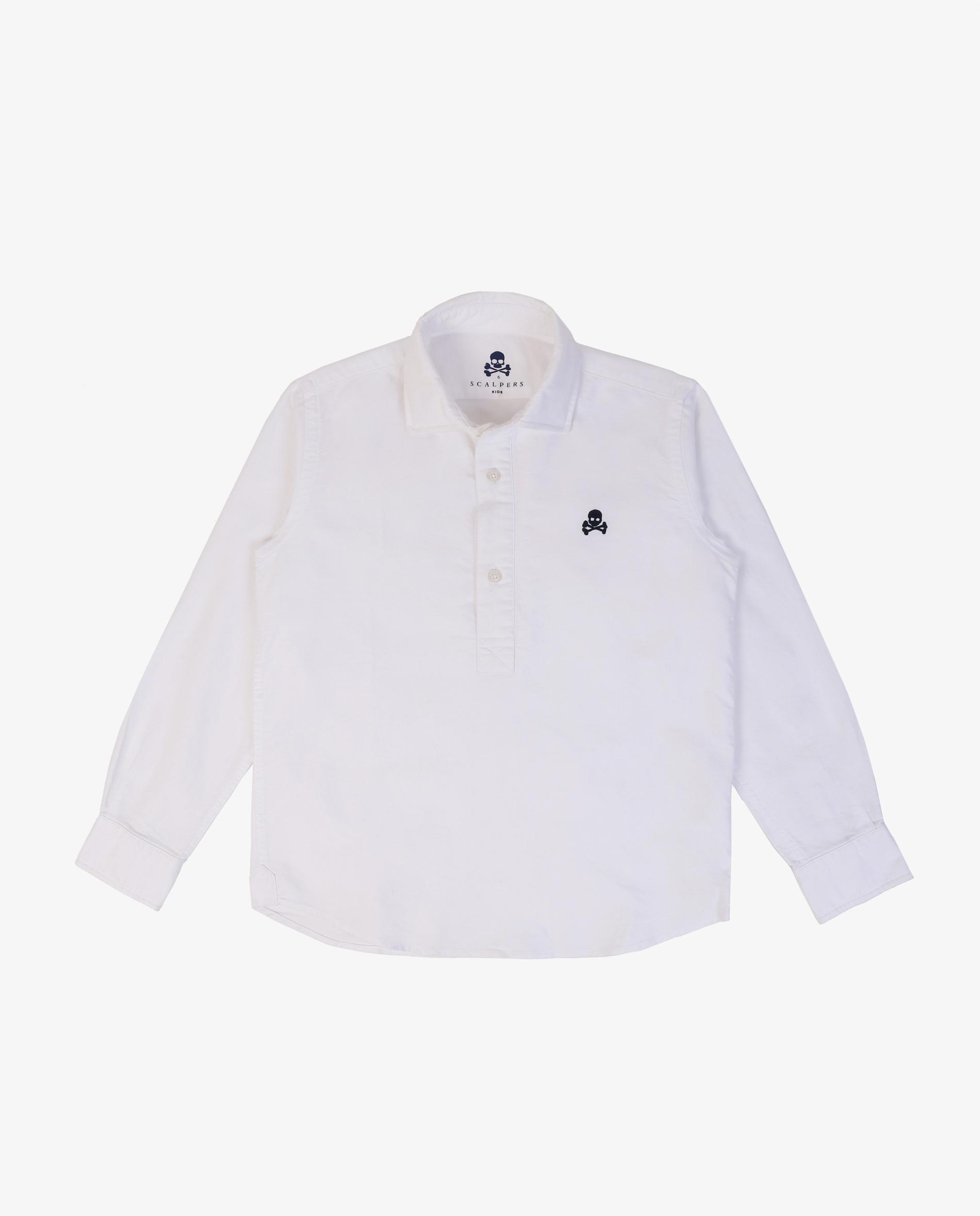 Camisa de niño de manga larga con tapeta tipo polo - Scalpers - Blanco Blanco-4