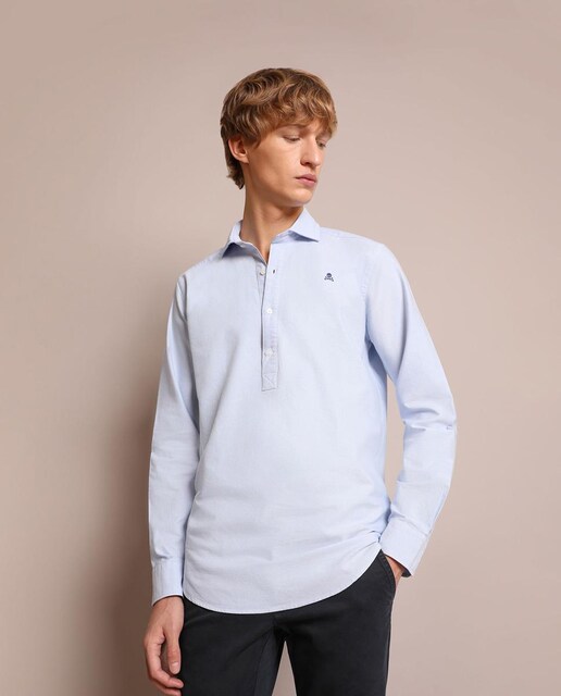 Imagen 0 de Camisa de hombre regular lisa en azul claro