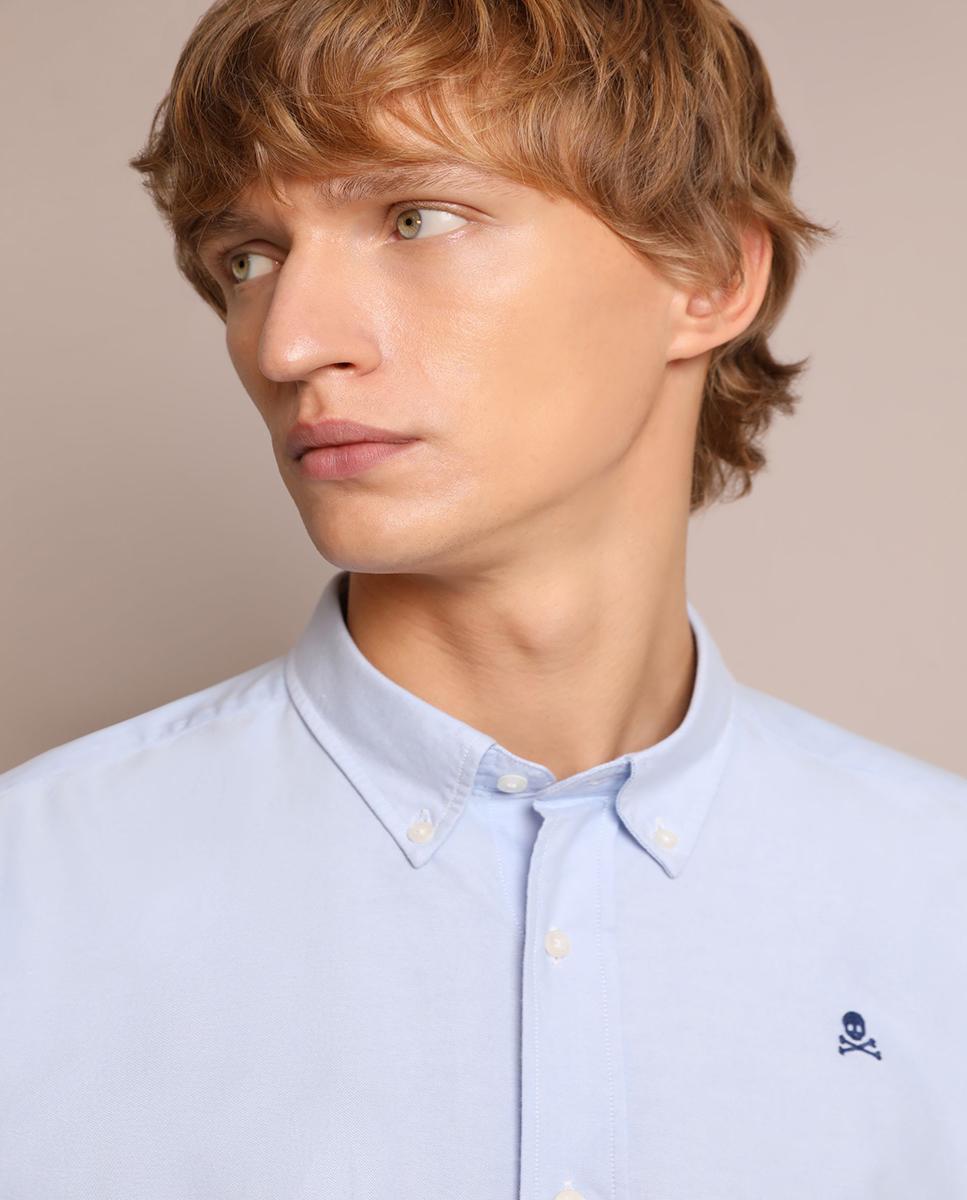 Imagen 3 de Camisa oxford de hombre regular fit lisa - Azul claro Azul claro