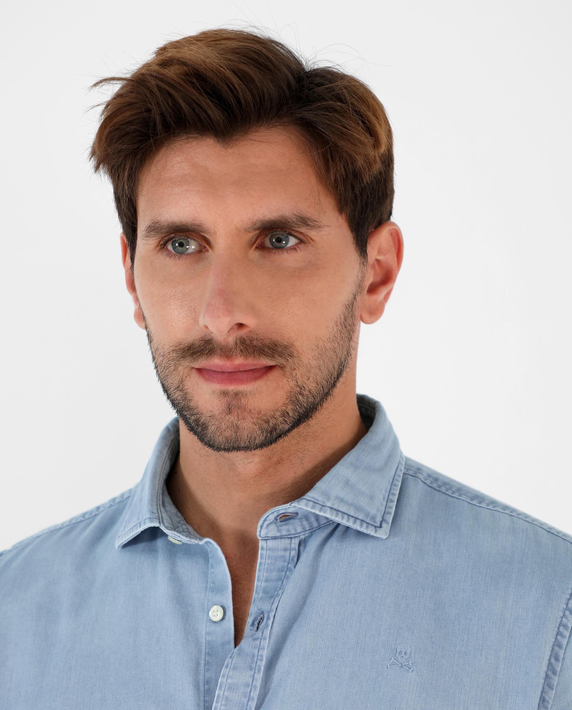 Camisa de hombre denim slim fit - Scalpers - Azul claro Azul claro-3