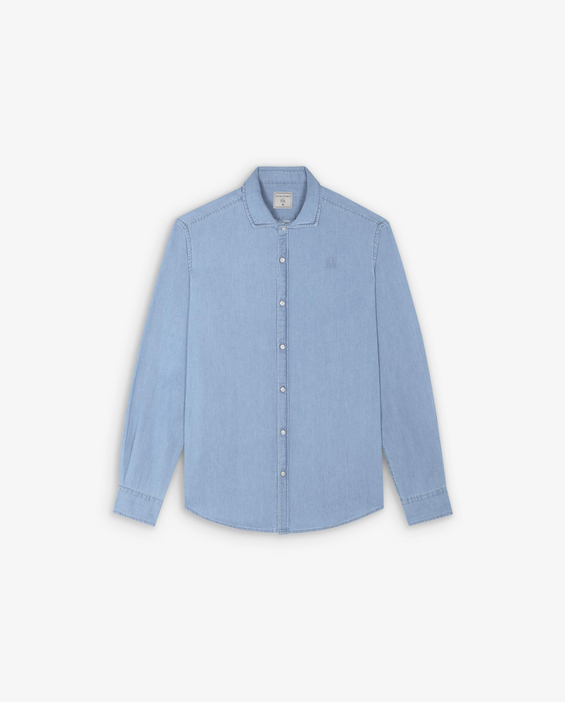 Camisa de hombre denim slim fit - Scalpers - Azul claro Azul claro-5