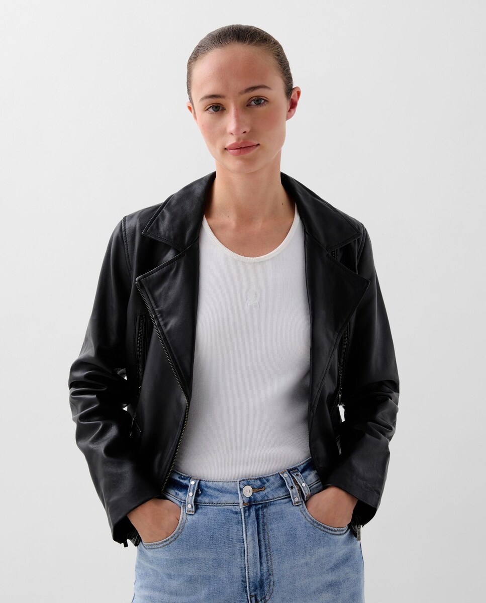 Cuero Cazadora Vestir Combinar Chaqueta Cuero Outfit Camisa De