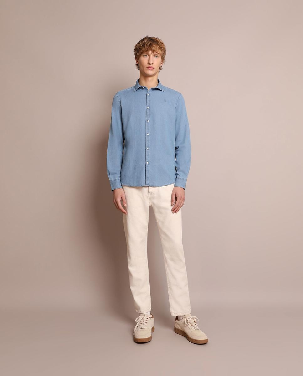 Camisa vaquera de hombre slim fit lisa - Scalpers - Azul claro Azul claro-4