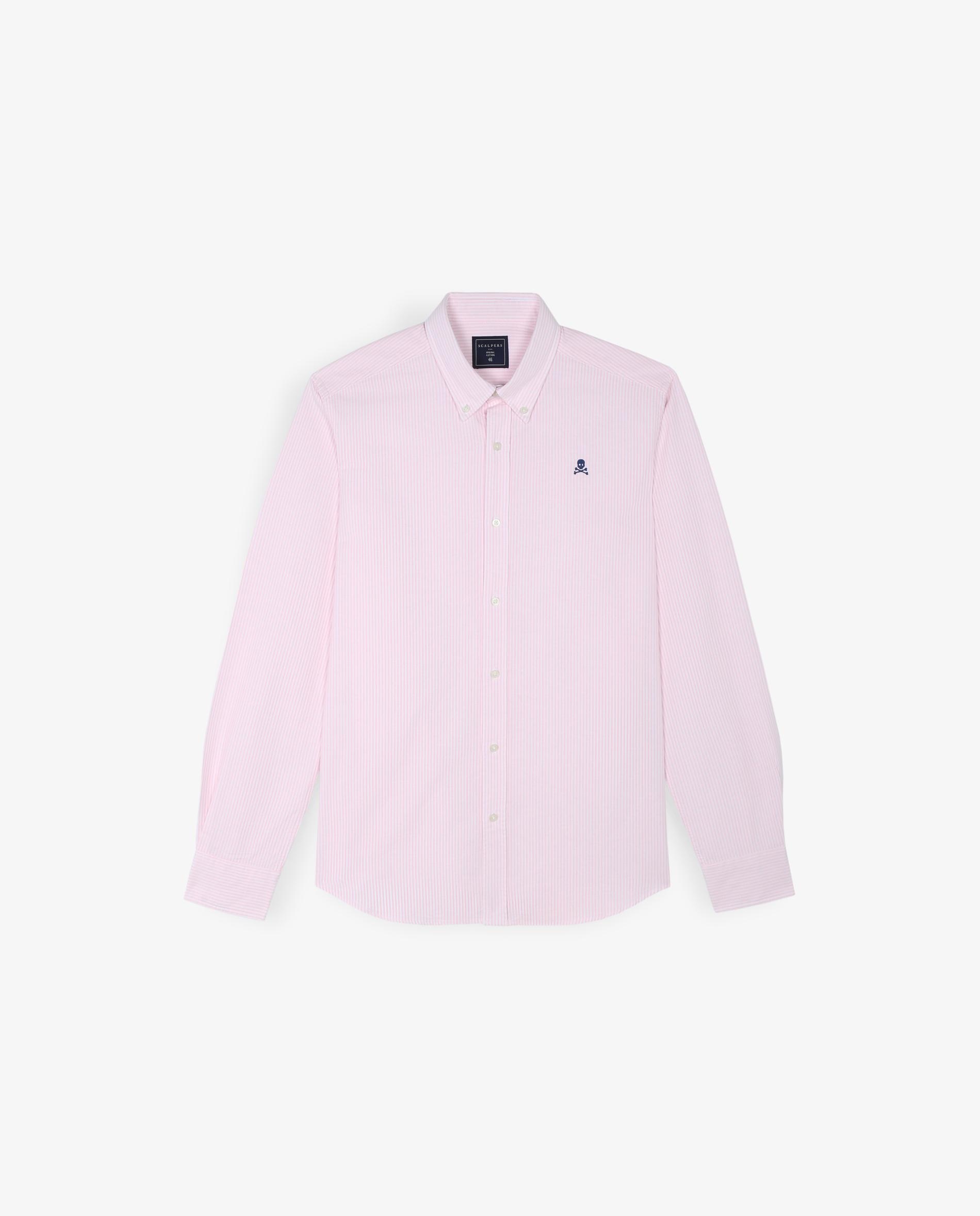 Camisa de hombre de manga larga de rayas - Scalpers - Azul Azul-1
