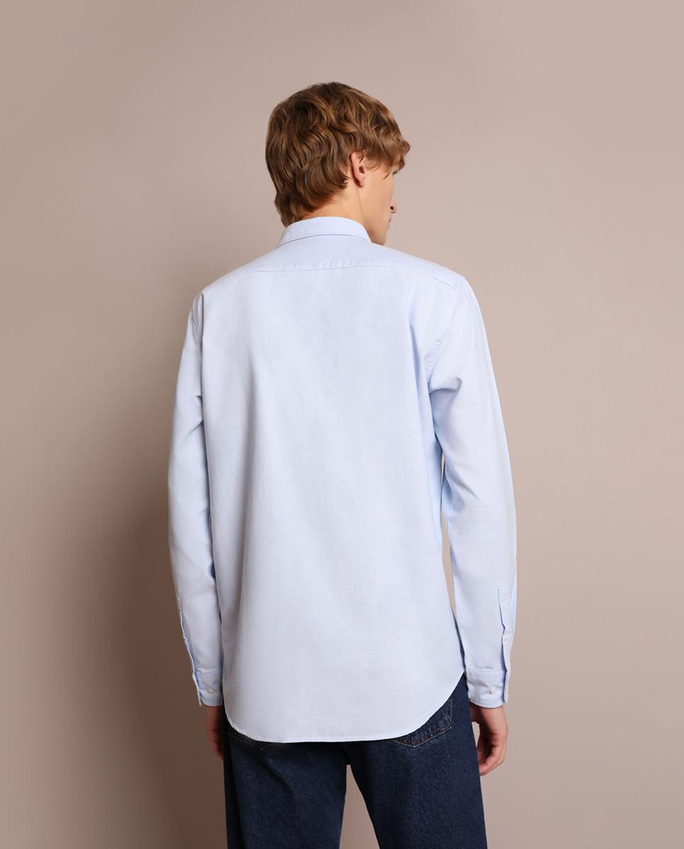 Camisa oxford de hombre regular fit lisa - Scalpers - Azul claro Azul claro-2