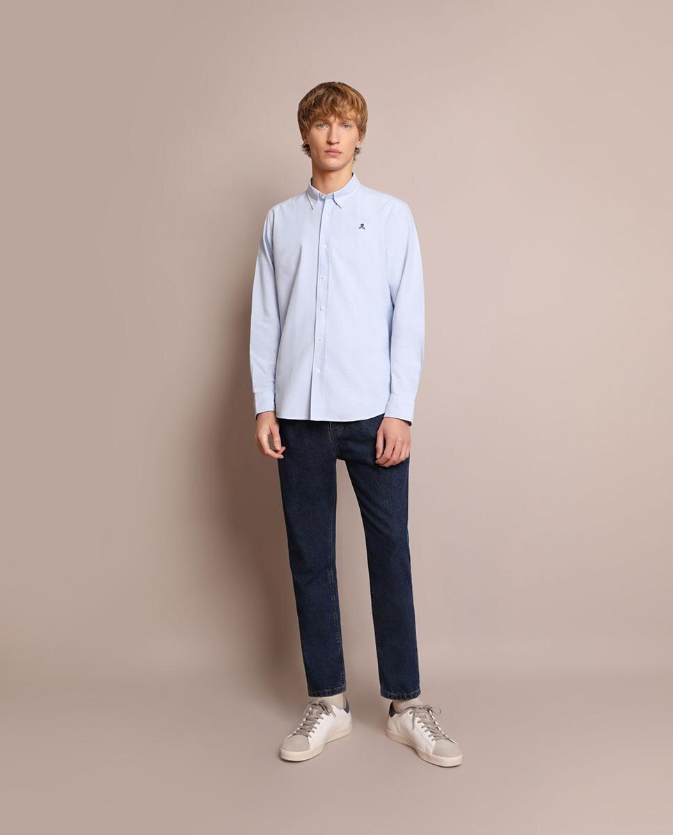 Camisa oxford de hombre regular fit lisa - Scalpers - Azul claro Azul claro-3