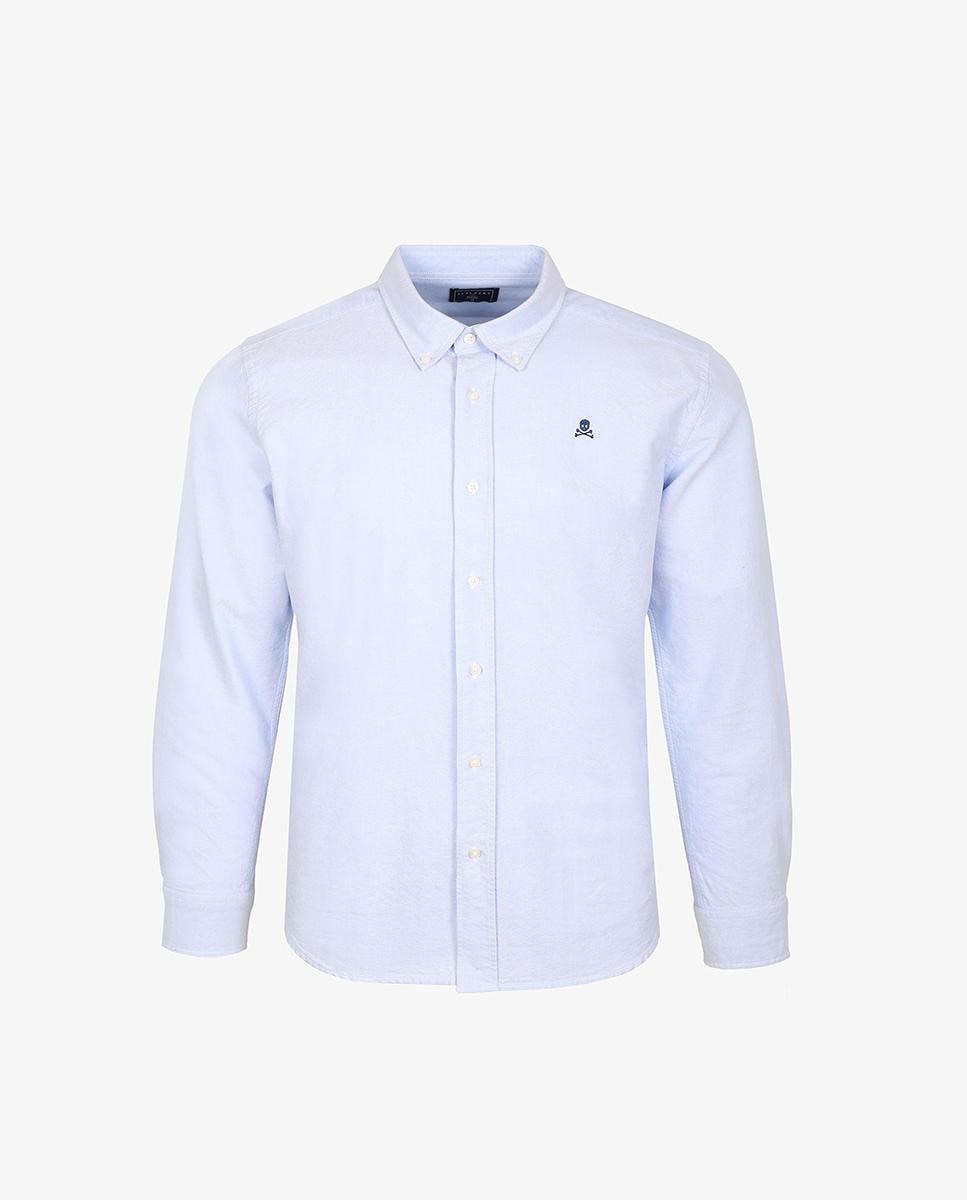Camisa oxford de hombre regular fit lisa - Scalpers - Azul claro Azul claro-4