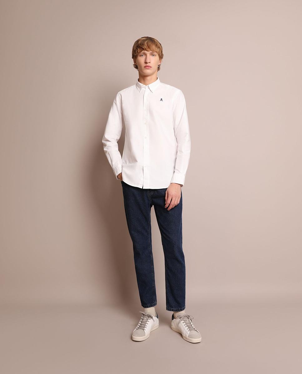 Camisa oxford de hombre regular fit lisa - Scalpers - Blanco Blanco-3
