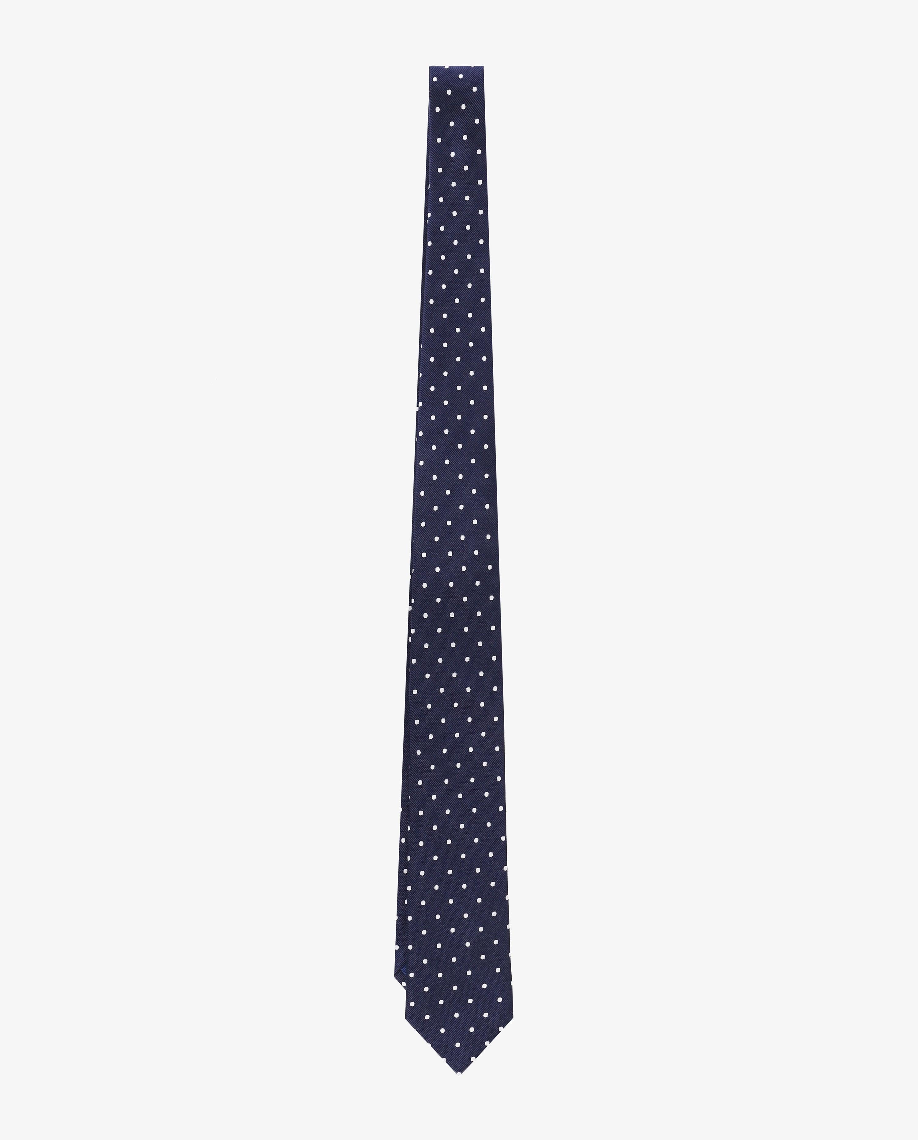 Imagen 0 de Corbata de niño de seda con estampado de lunares Azul marino