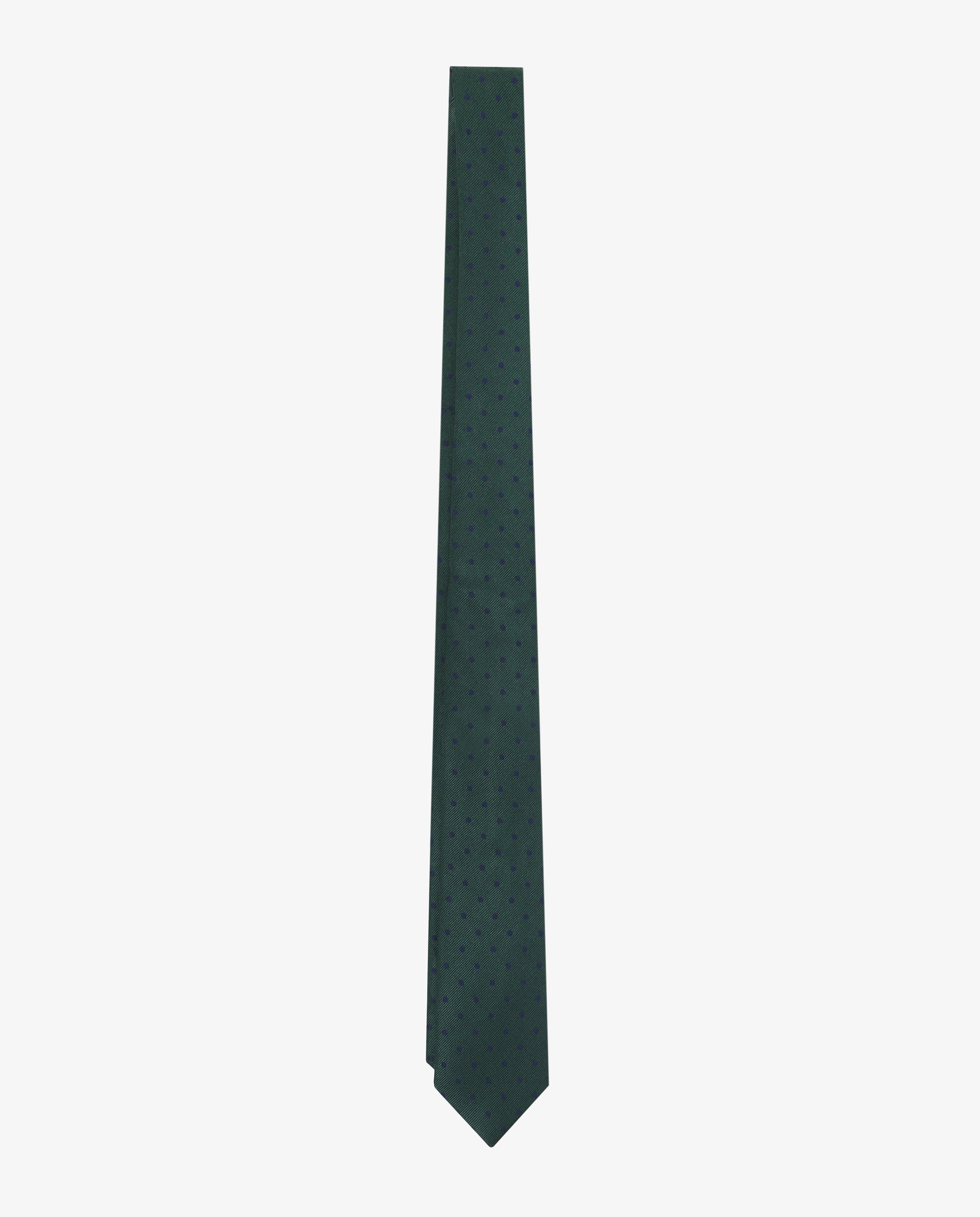 Imagen 1 de Corbata de niño de seda con estampado de lunares - Verde oscuro Verde oscuro