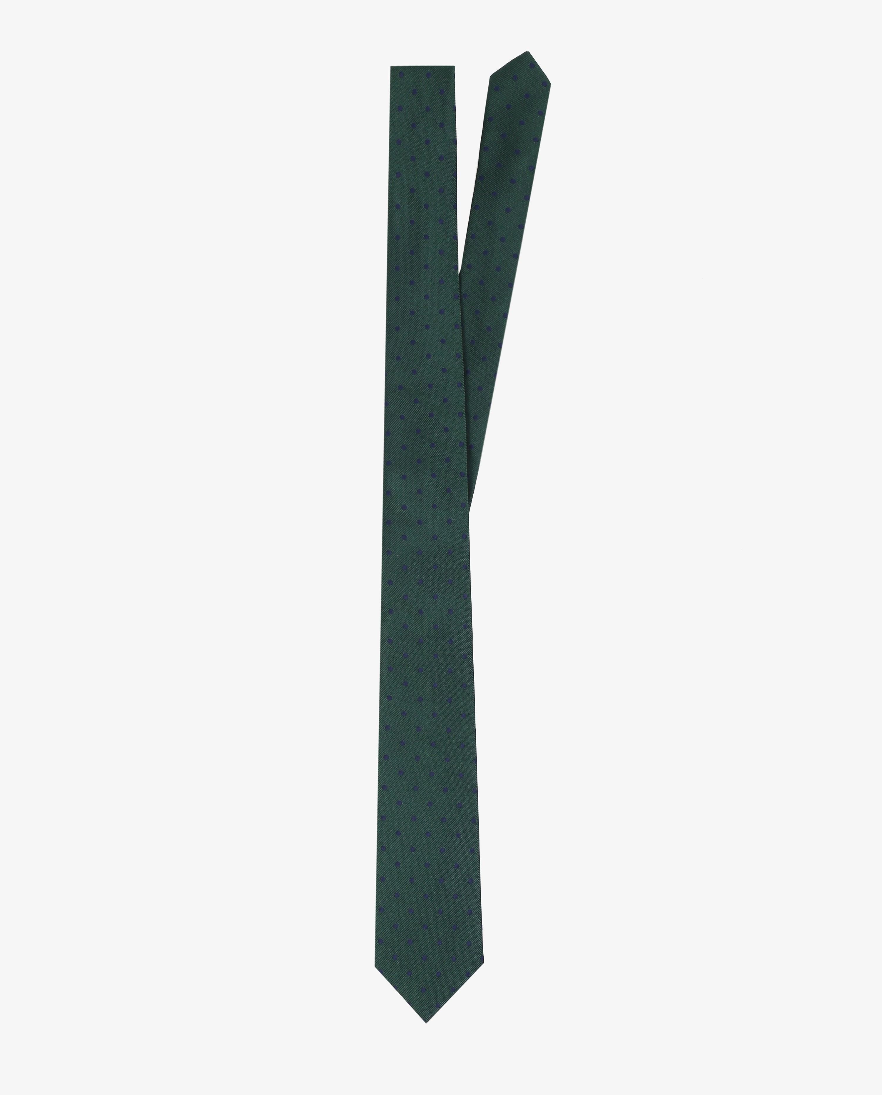 Imagen 3 de Corbata de niño de seda con estampado de lunares - Verde oscuro Verde oscuro