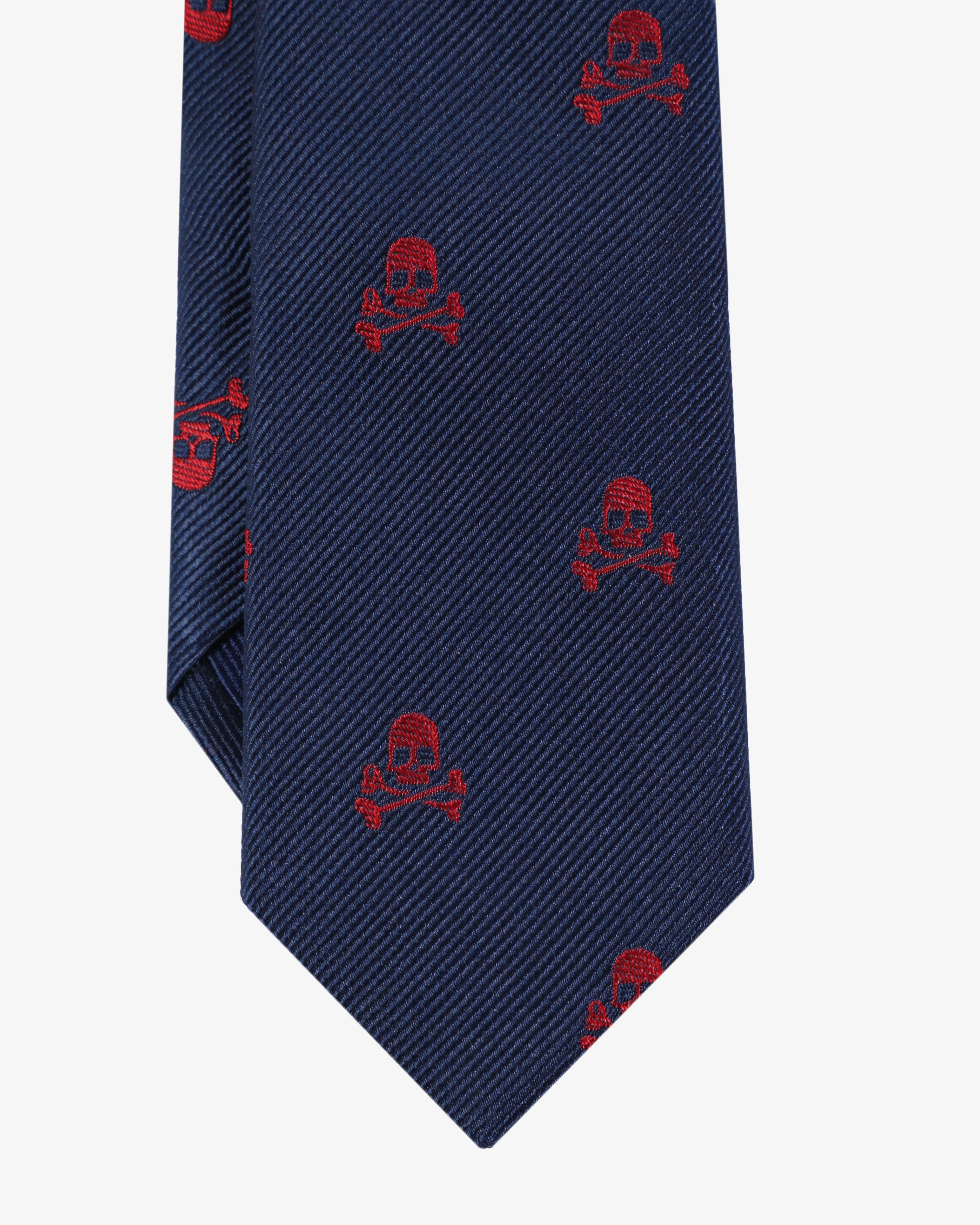Corbata de niño de seda con estampado de calaveras - Scalpers - Azul oscuro Azul oscuro-2