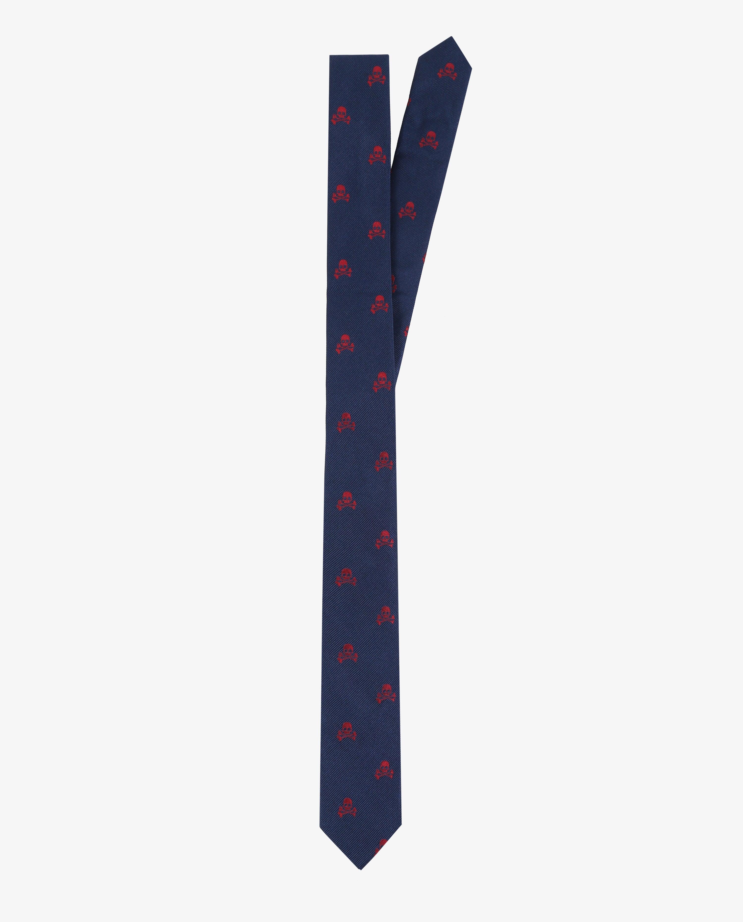 Corbata de niño de seda con estampado de calaveras - Scalpers - Azul oscuro Azul oscuro-3