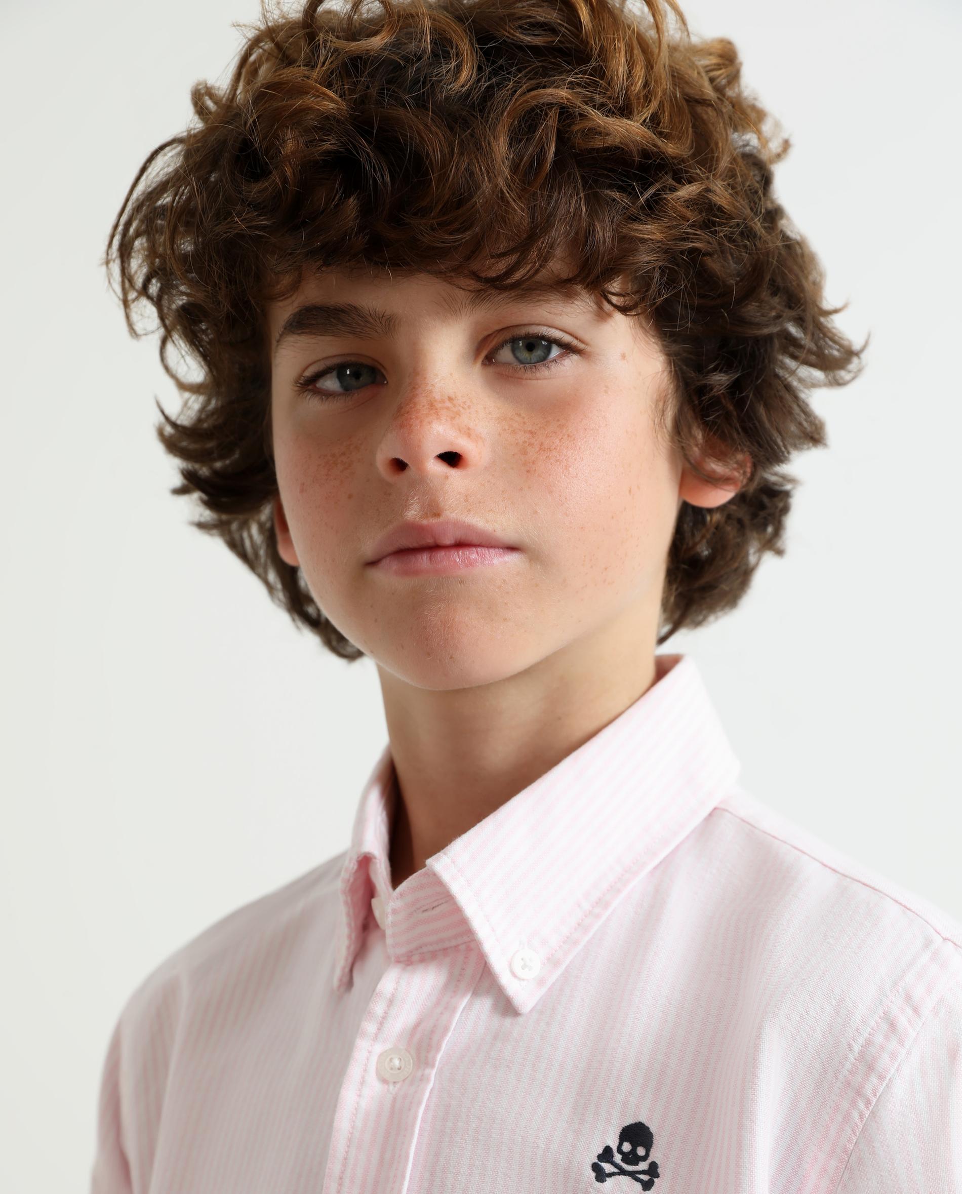 Camisa de niño de algodón con estampado de rayas - Scalpers - Rosa claro Rosa claro-3