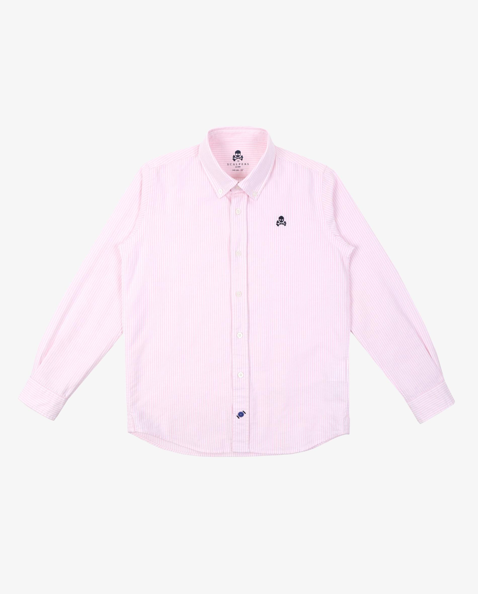 Camisa de niño de algodón con estampado de rayas - Scalpers - Rosa claro Rosa claro-5