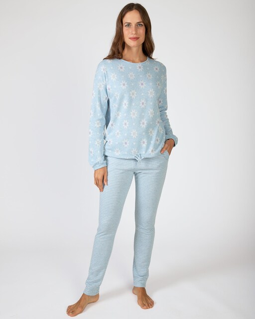 Imagen 0 de Pijama de mujer largo de punto Jacquard