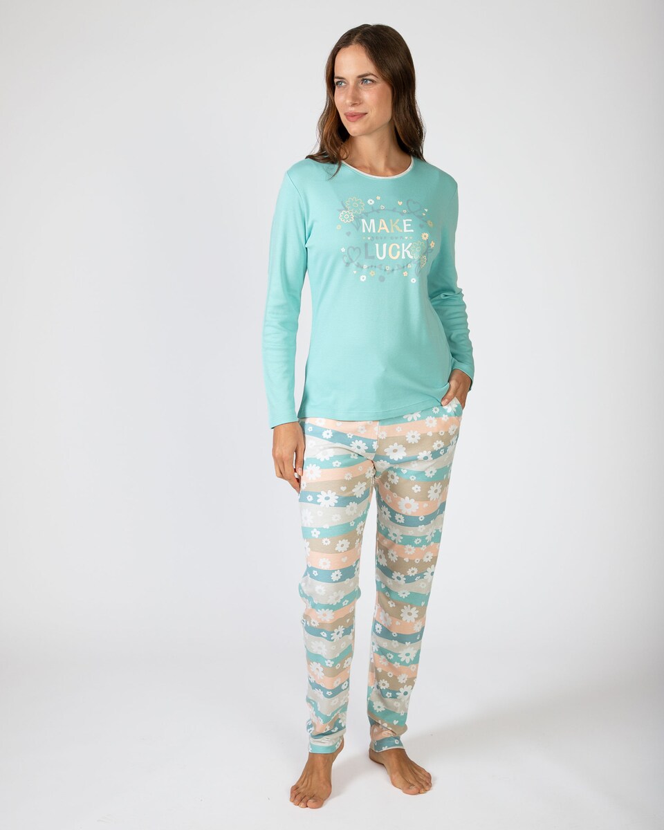 Pijama de mujer largo en punto de modal algodón estampado