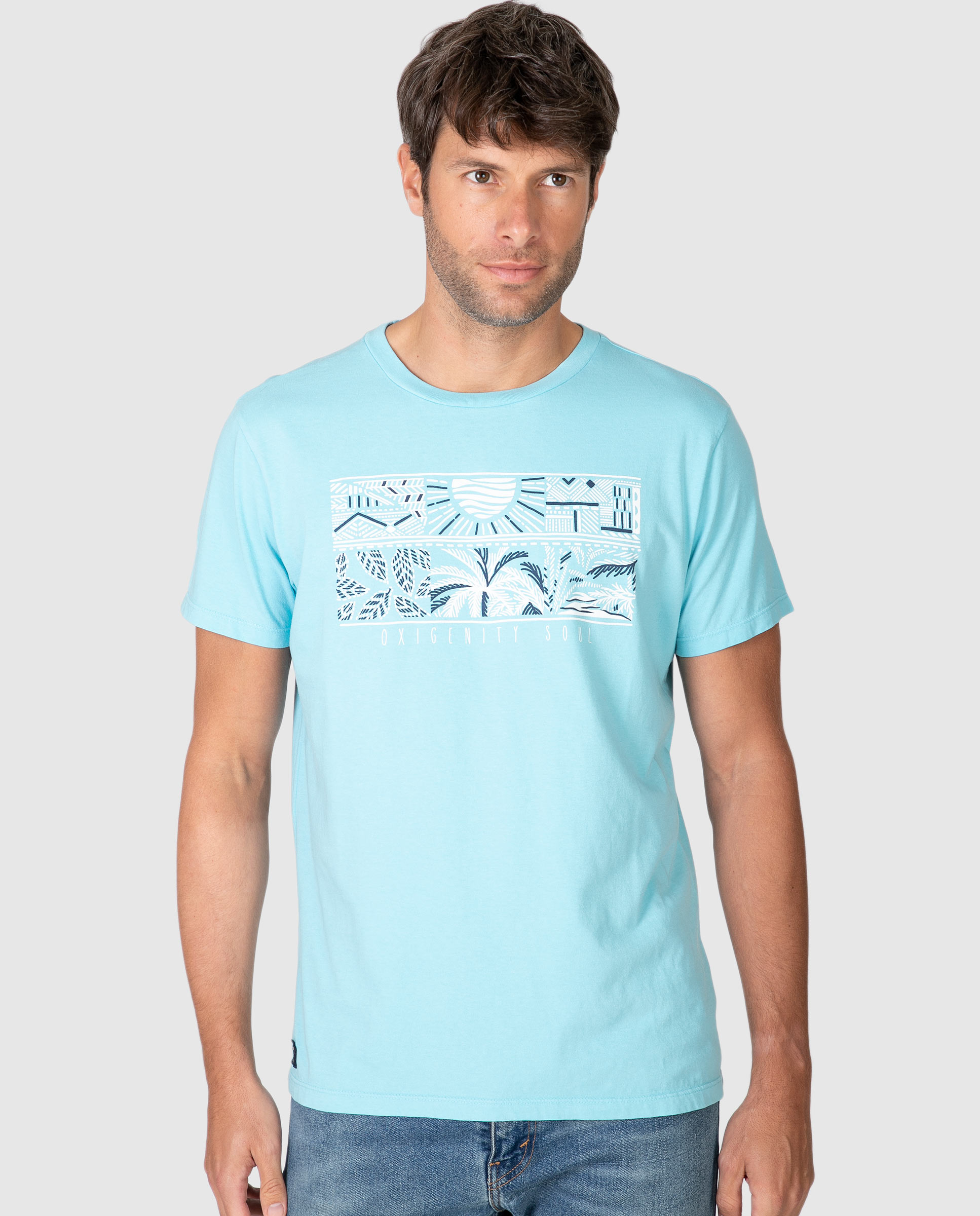Massana - Camiseta de hombre manga corta con estampado gráfico.