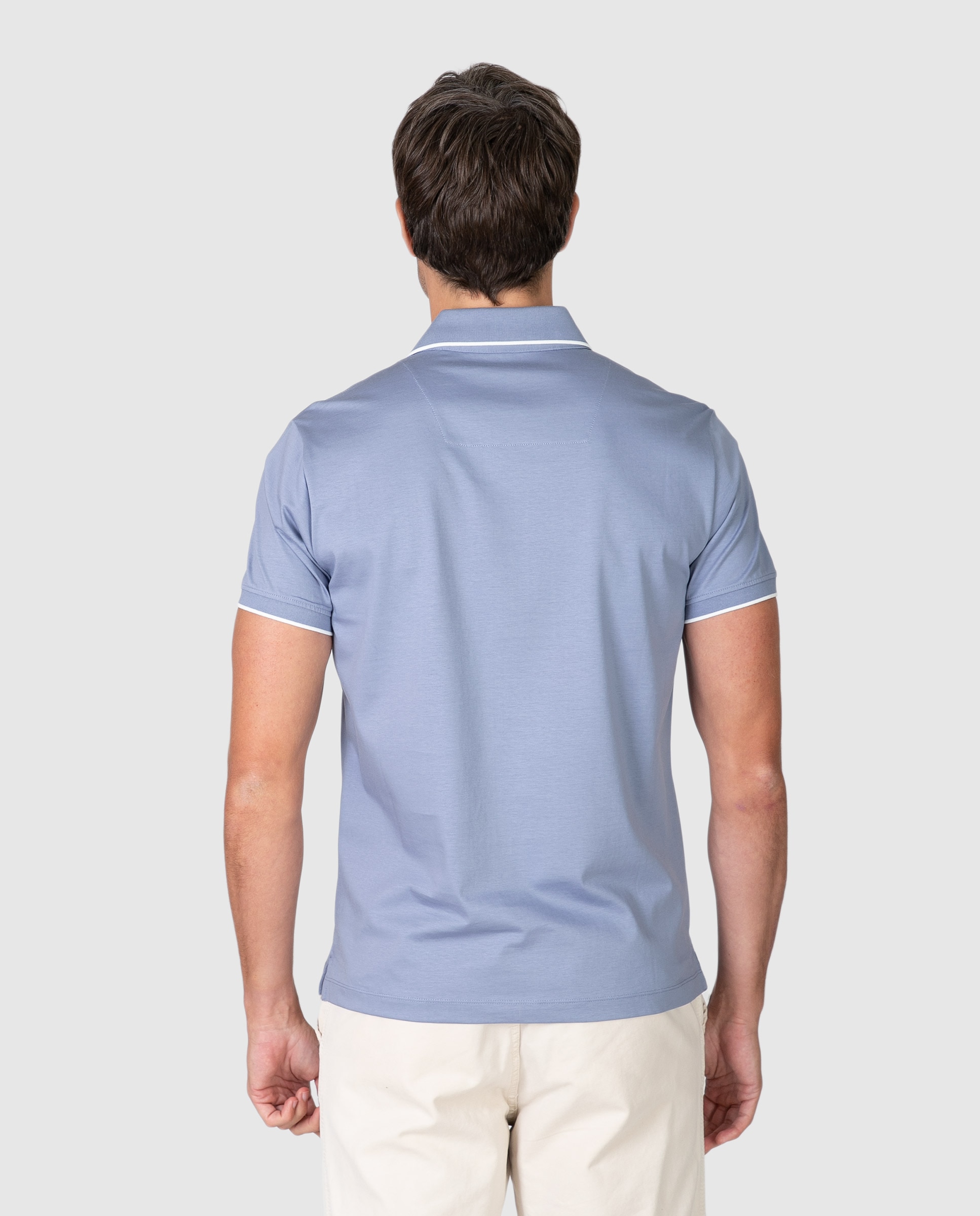 Polo de hombre de manga corta con detalles a contraste - Massana - Azul celeste Azul celeste-2