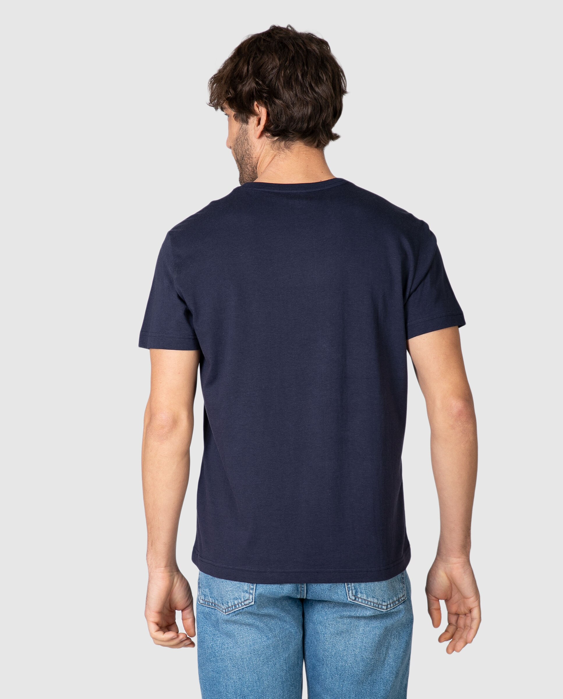 Camiseta de hombre de manga corta con logo bordado - Massana - Azul marino Azul marino-2