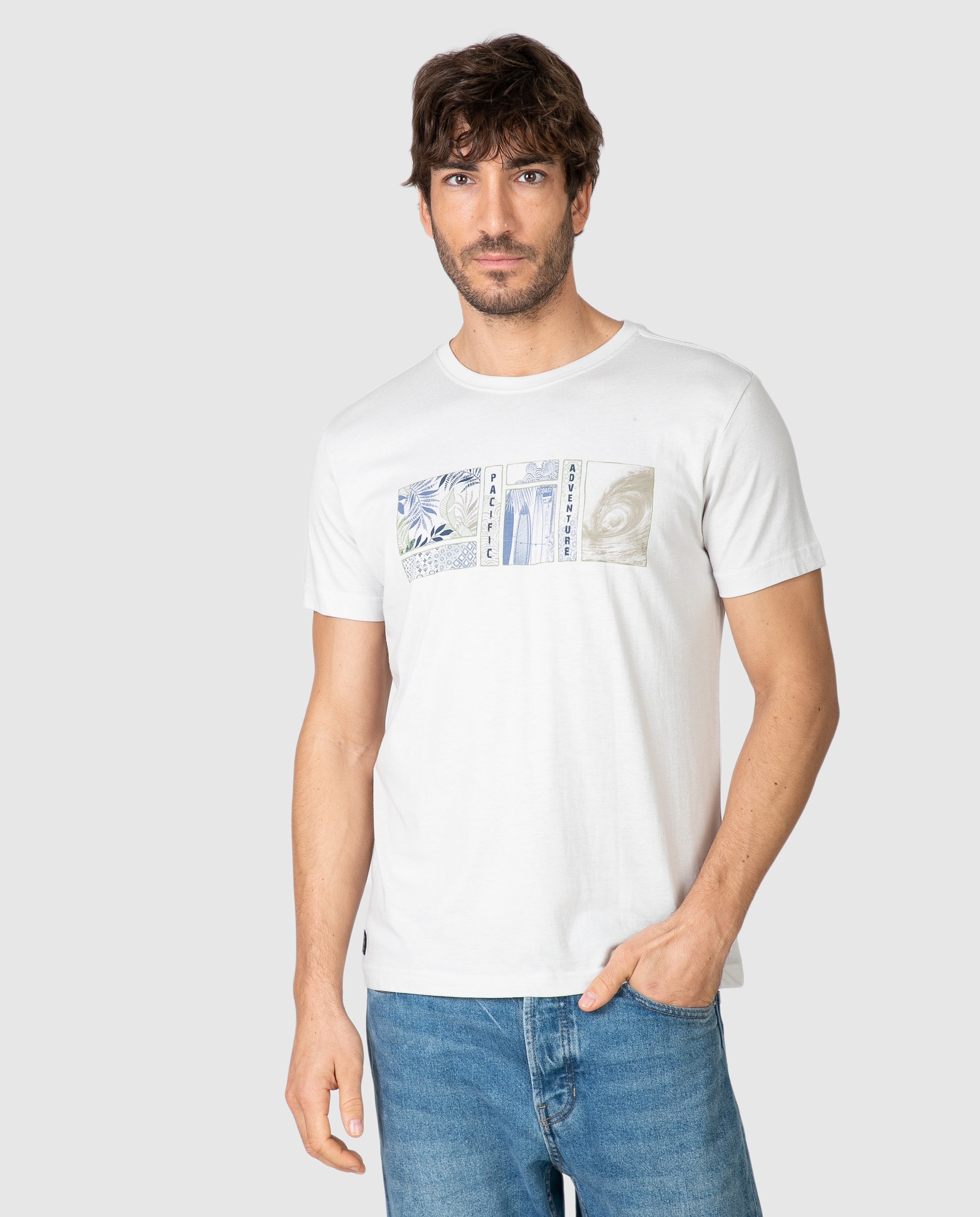 Imagen 0 de Camiseta de hombre manga corta con estampado gráfico Piedra