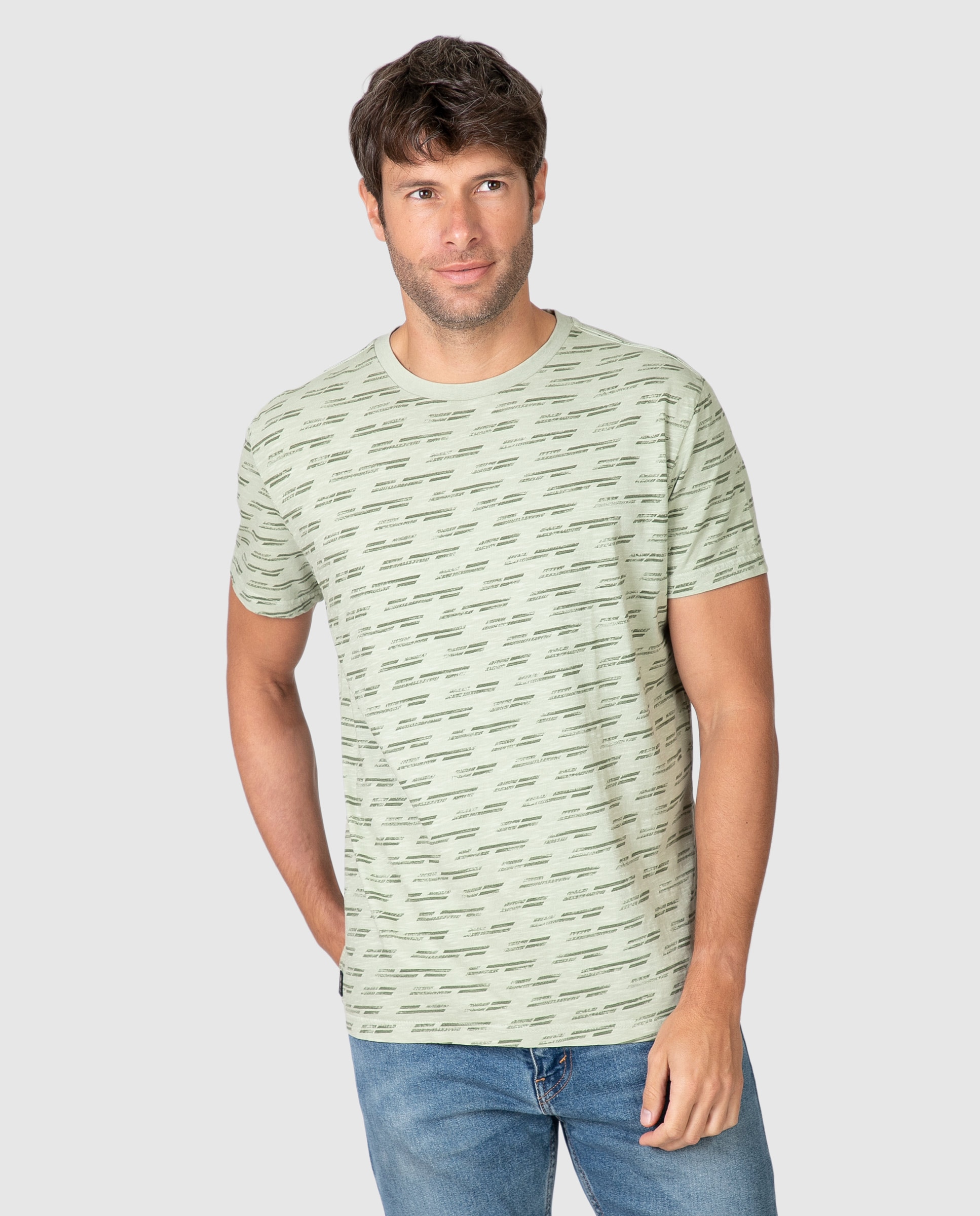 Imagen 0 de Camiseta de hombre de manga corta de rayas Kaki