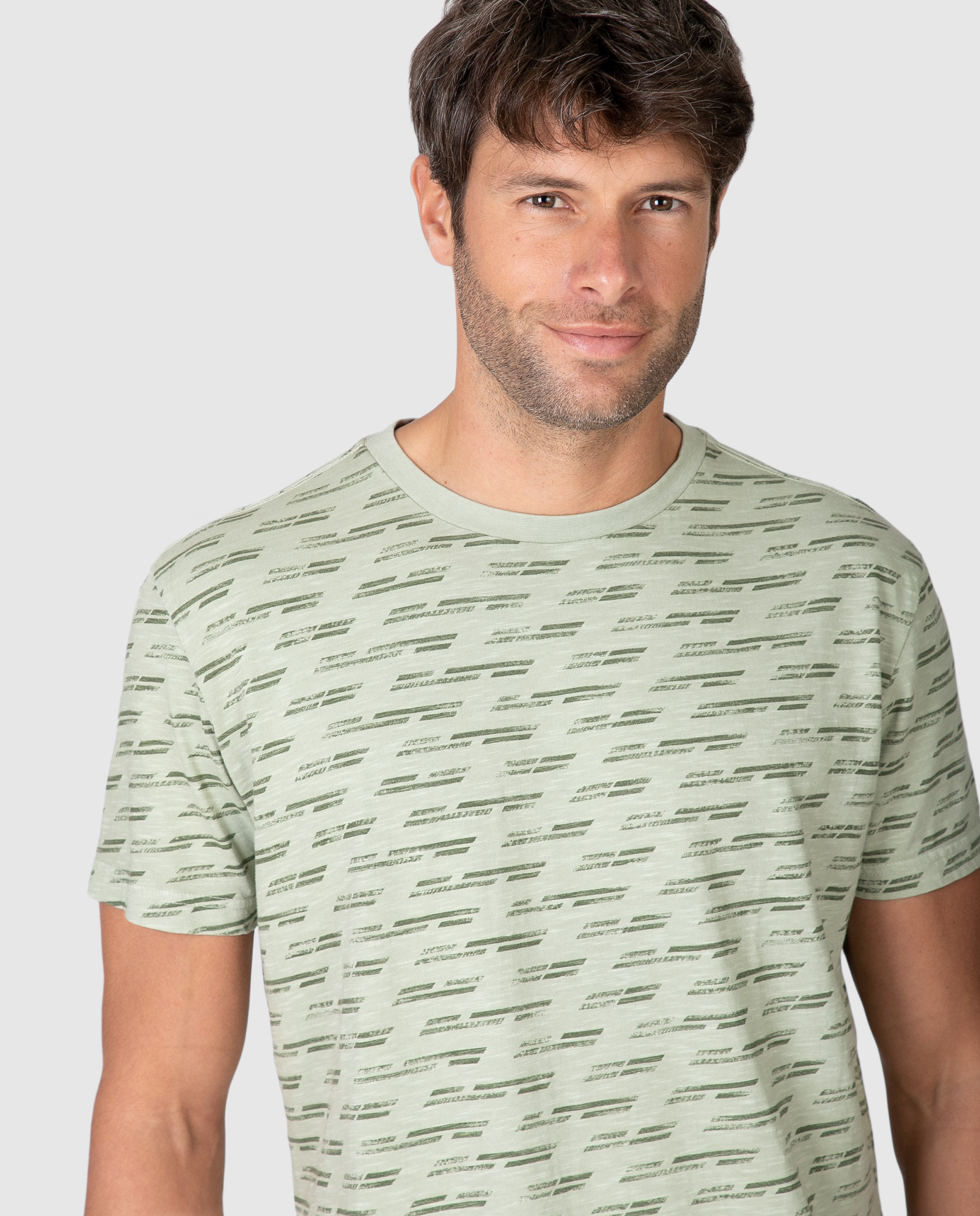 Camiseta de hombre de manga corta de rayas - Massana - Kaki Kaki-3