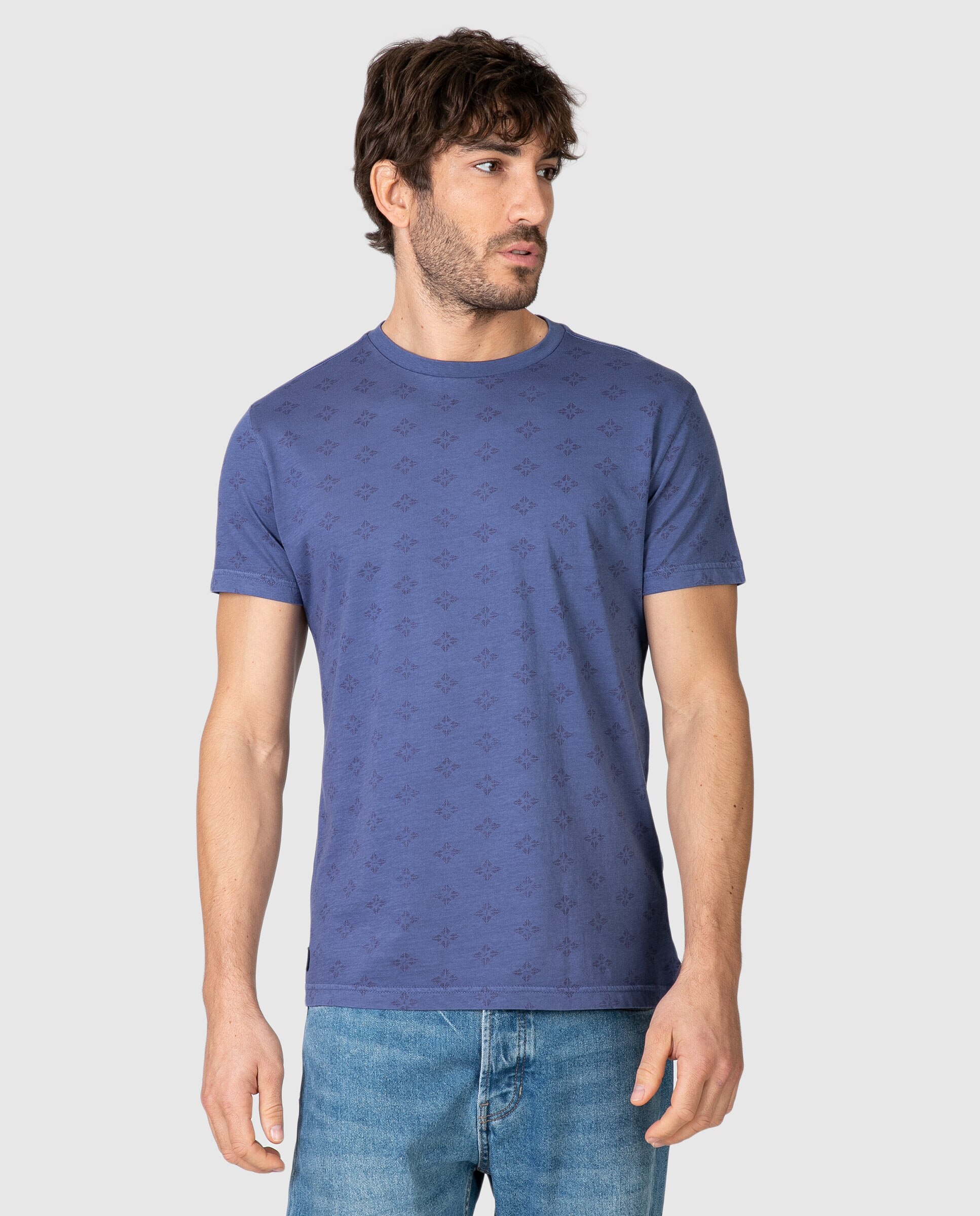 Imagen 0 de Camiseta de hombre manga corta con estampado integral Azul oscuro