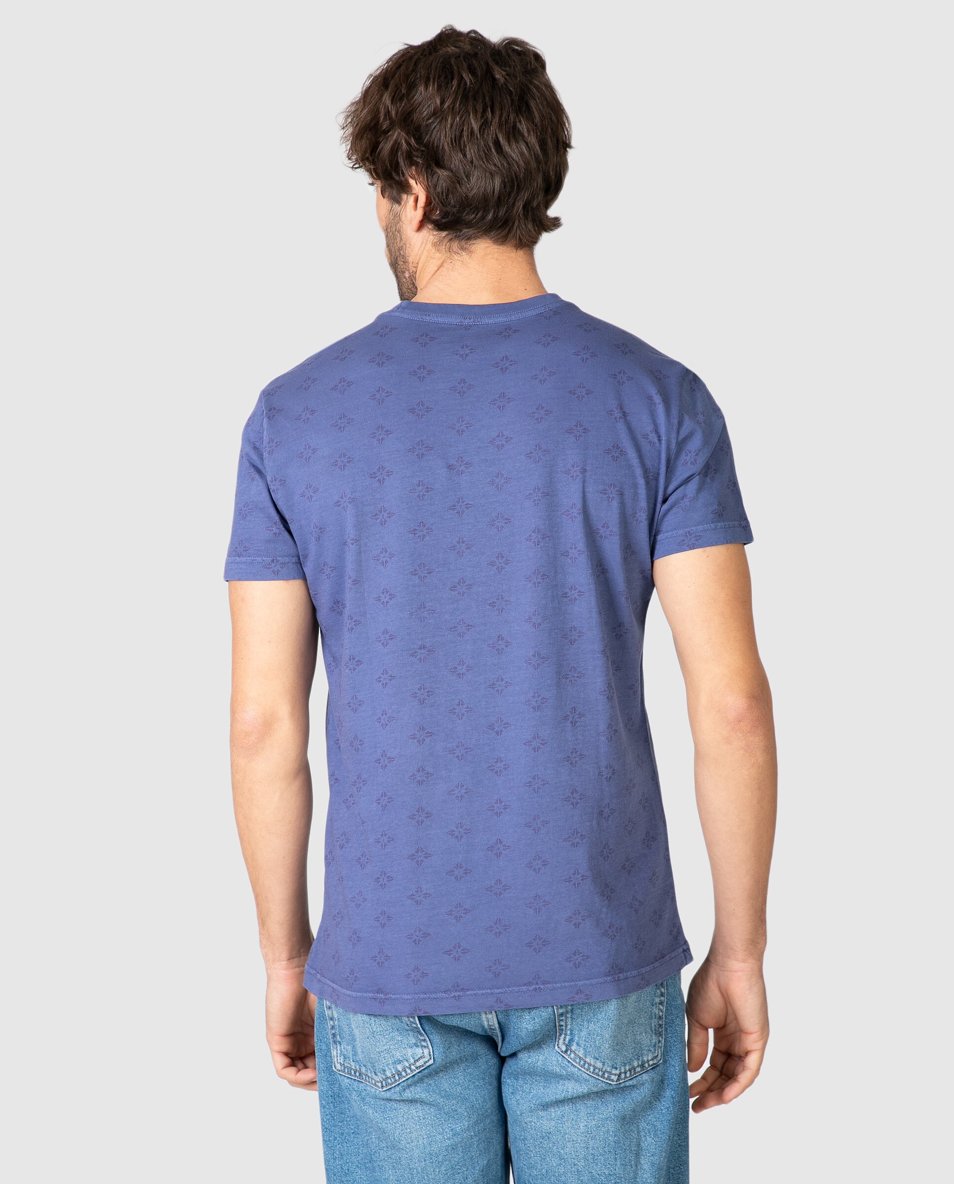 Camiseta de hombre manga corta con estampado integral - Massana - Azul oscuro Azul oscuro-2