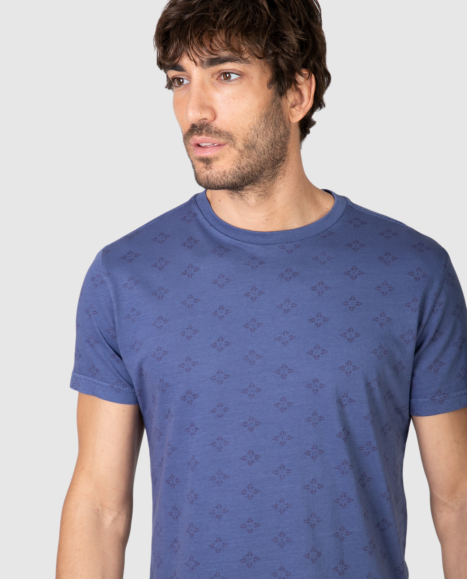 Camiseta de hombre manga corta con estampado integral - Massana - Azul oscuro Azul oscuro-3