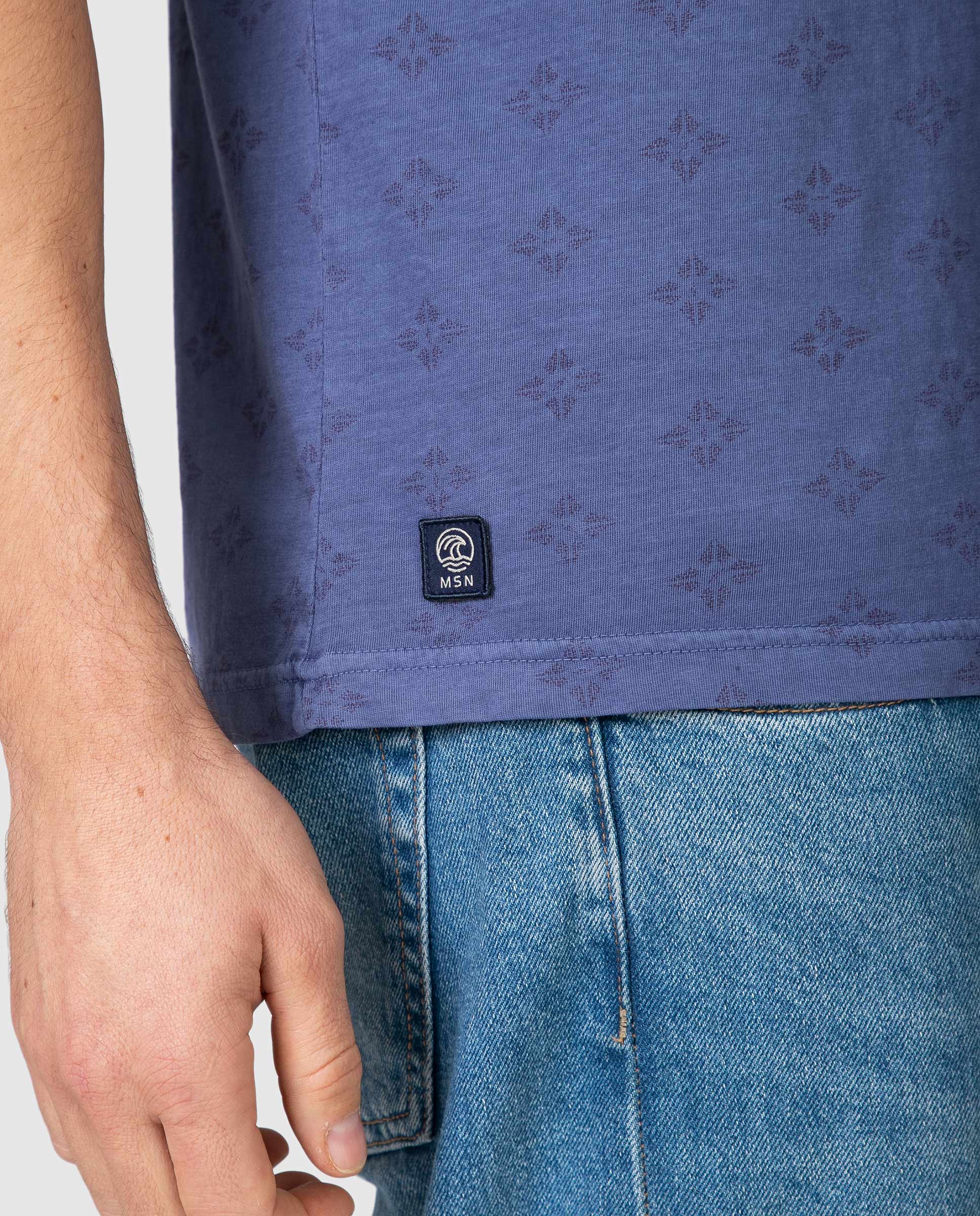 Camiseta de hombre manga corta con estampado integral - Massana - Azul oscuro Azul oscuro-4