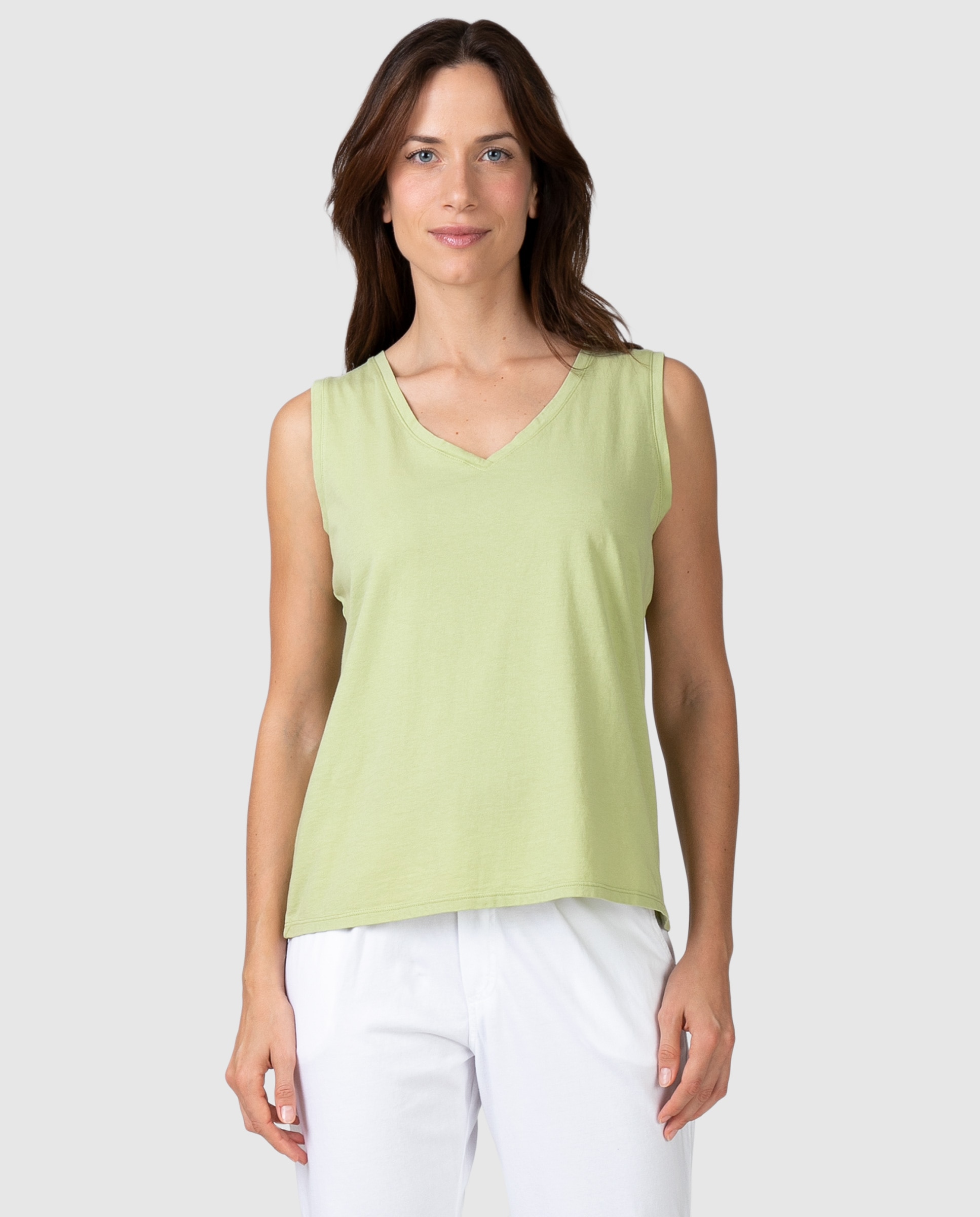 Imagen 0 de Camiseta interior básica de mujer sin mangas con escote en V Verde claro