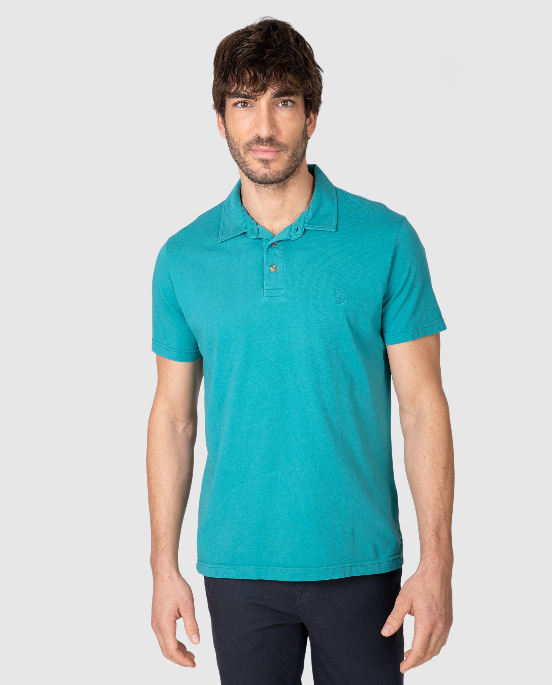 Imagen 0 de Polo de hombre de manga corta con tapeta de botones Verde Agua