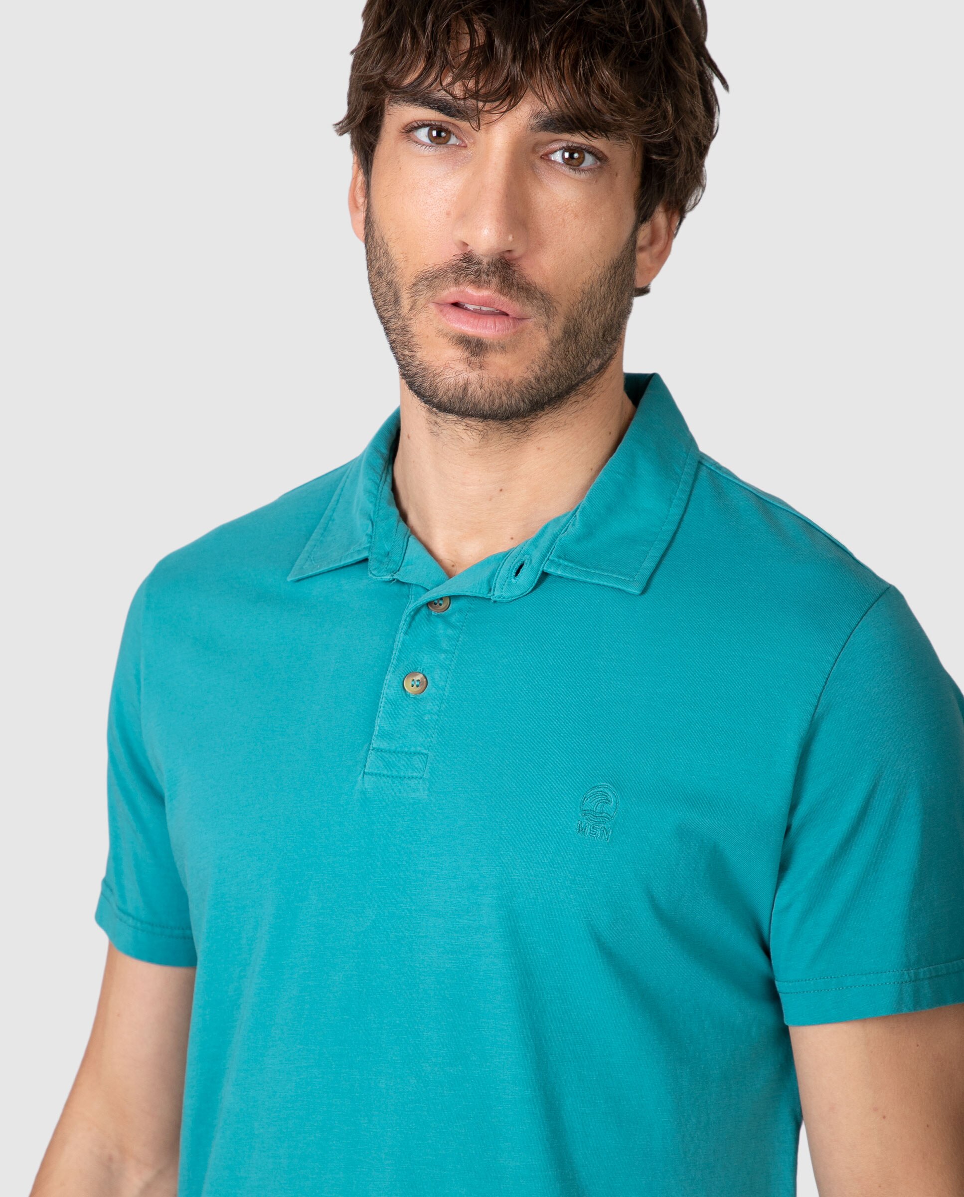 Polo de hombre de manga corta con tapeta de botones - Massana - Verde Agua Verde Agua-3