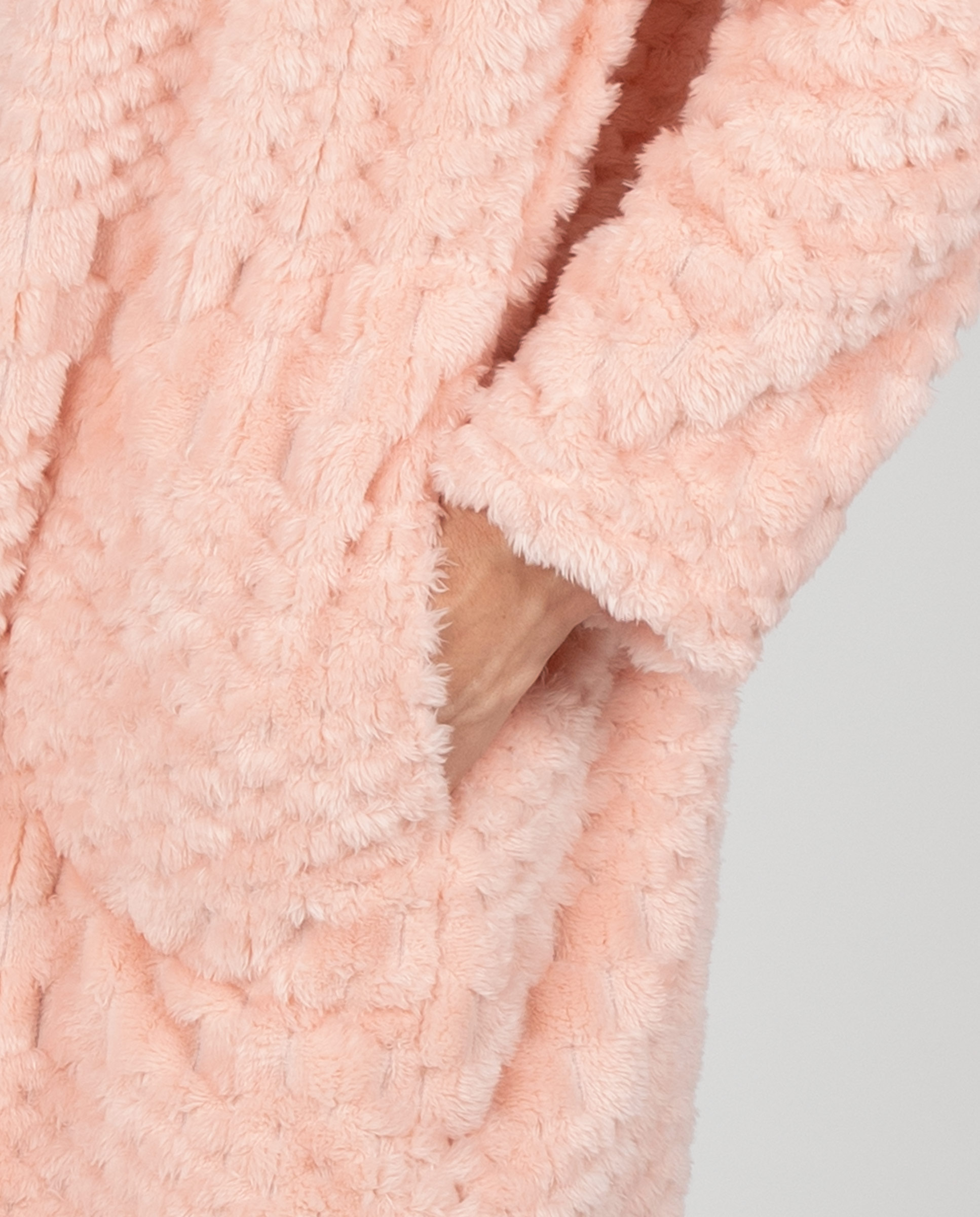Bata larga de mujer en tejido polar con botones y bolsillos laterales - Massana - Rosa Rosa-3