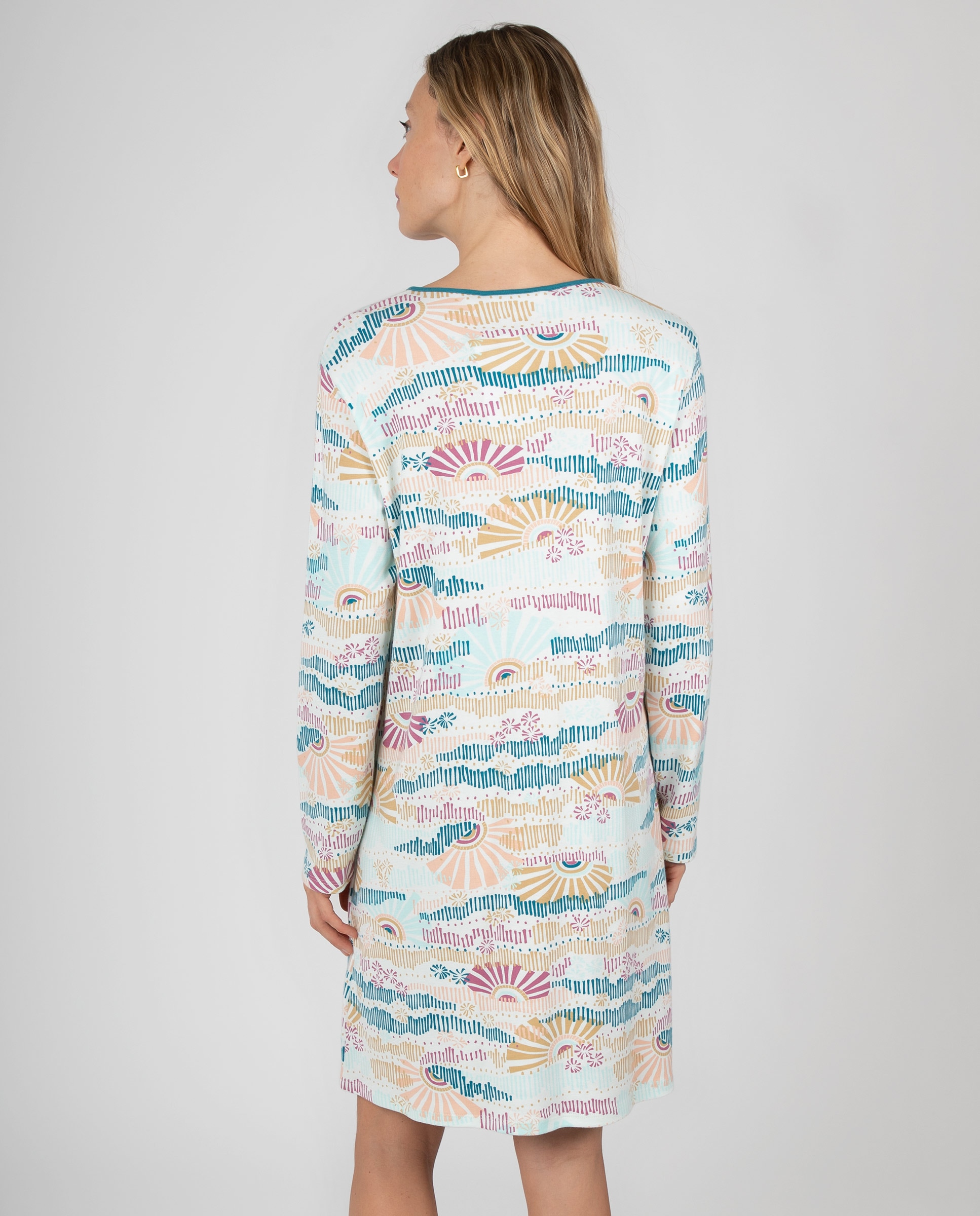 Camisón de mujer con estampado artístico y tapeta a contraste - Massana - Crudo Crudo-2