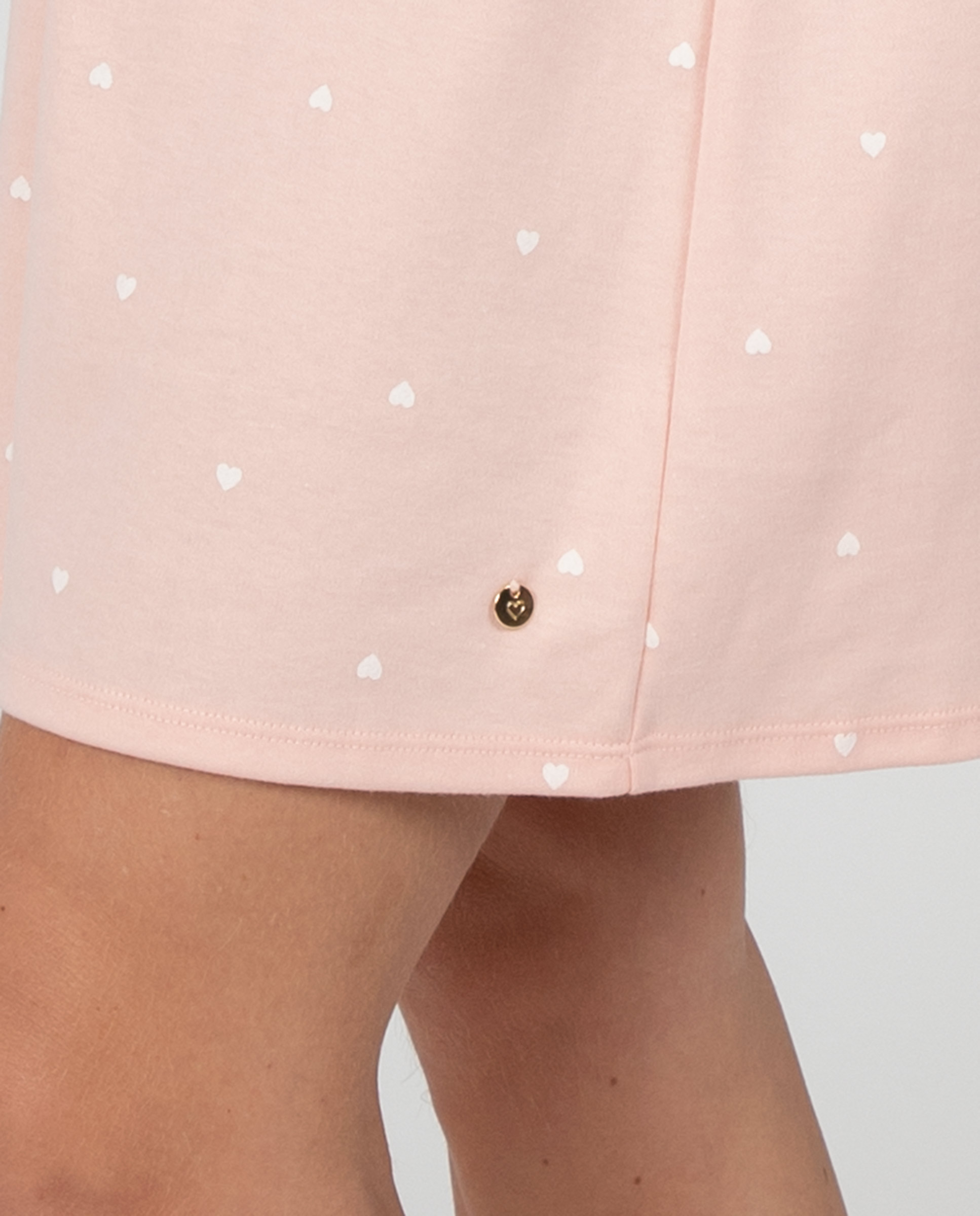 Camisón de mujer de manga larga con tapeta de botones y estampado de corazones - Massana - Rosa Rosa-3