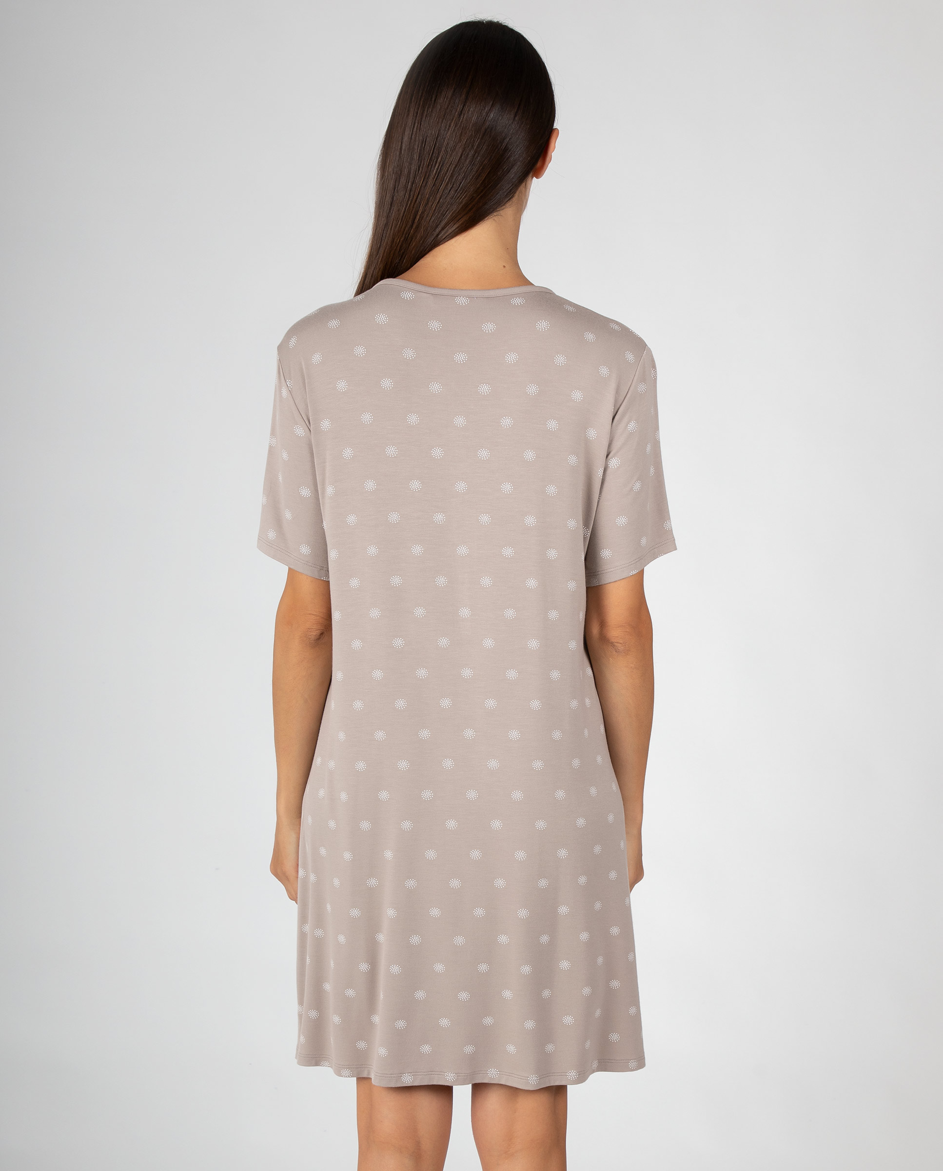 Camisón de mujer de manga corta con tapeta de botones y estampado de pequeños motivos - Massana - Visón Visón-2