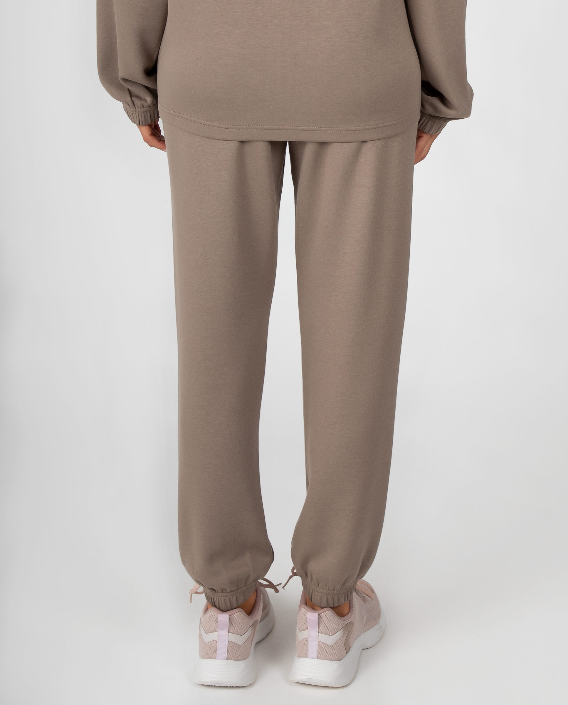 Pantalón de chándal de mujer liso con puños y bolsillos - Massana - Visón Visón-2
