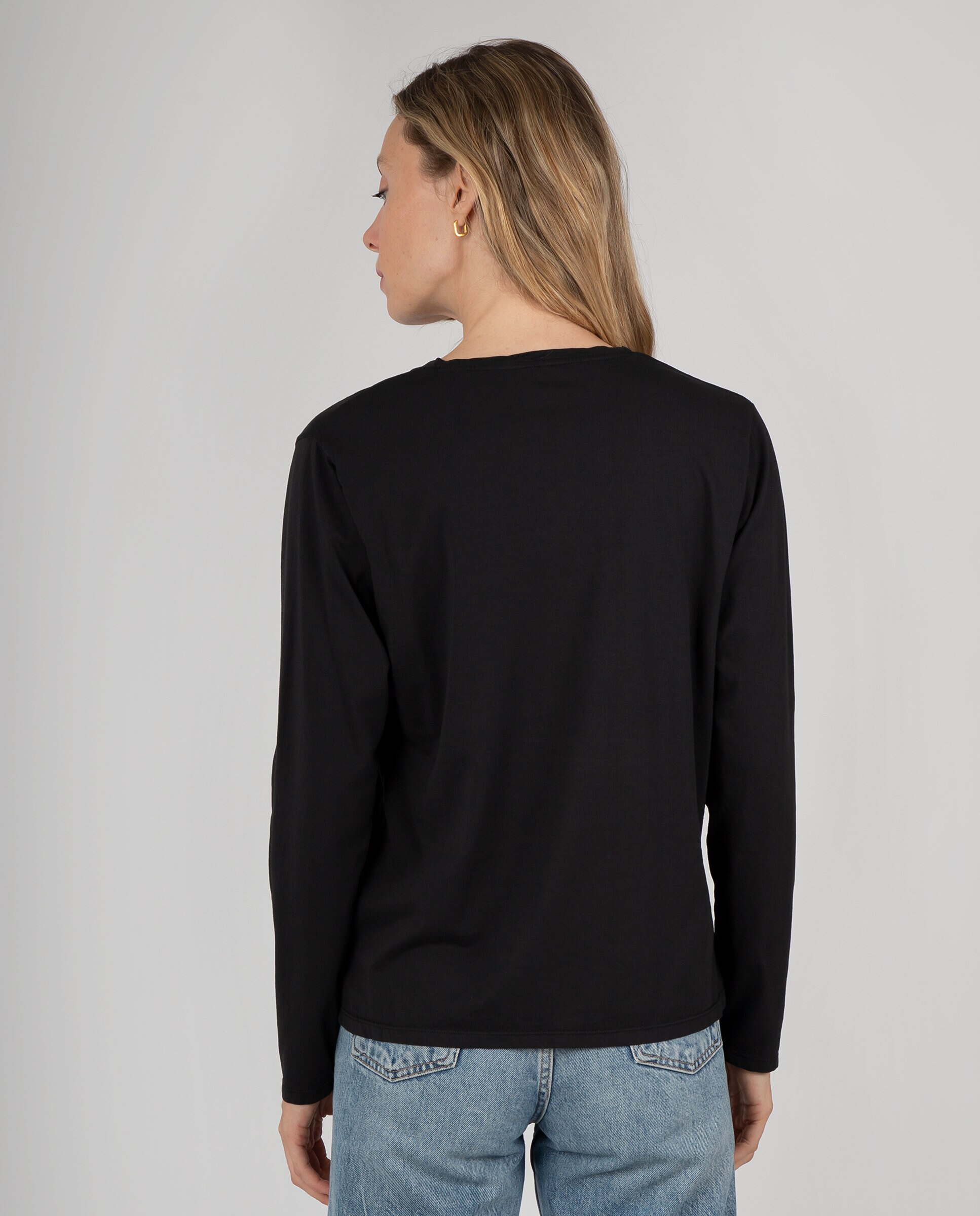 Camiseta básica de mujer con cuello de pico - Massana - Negro Negro-2