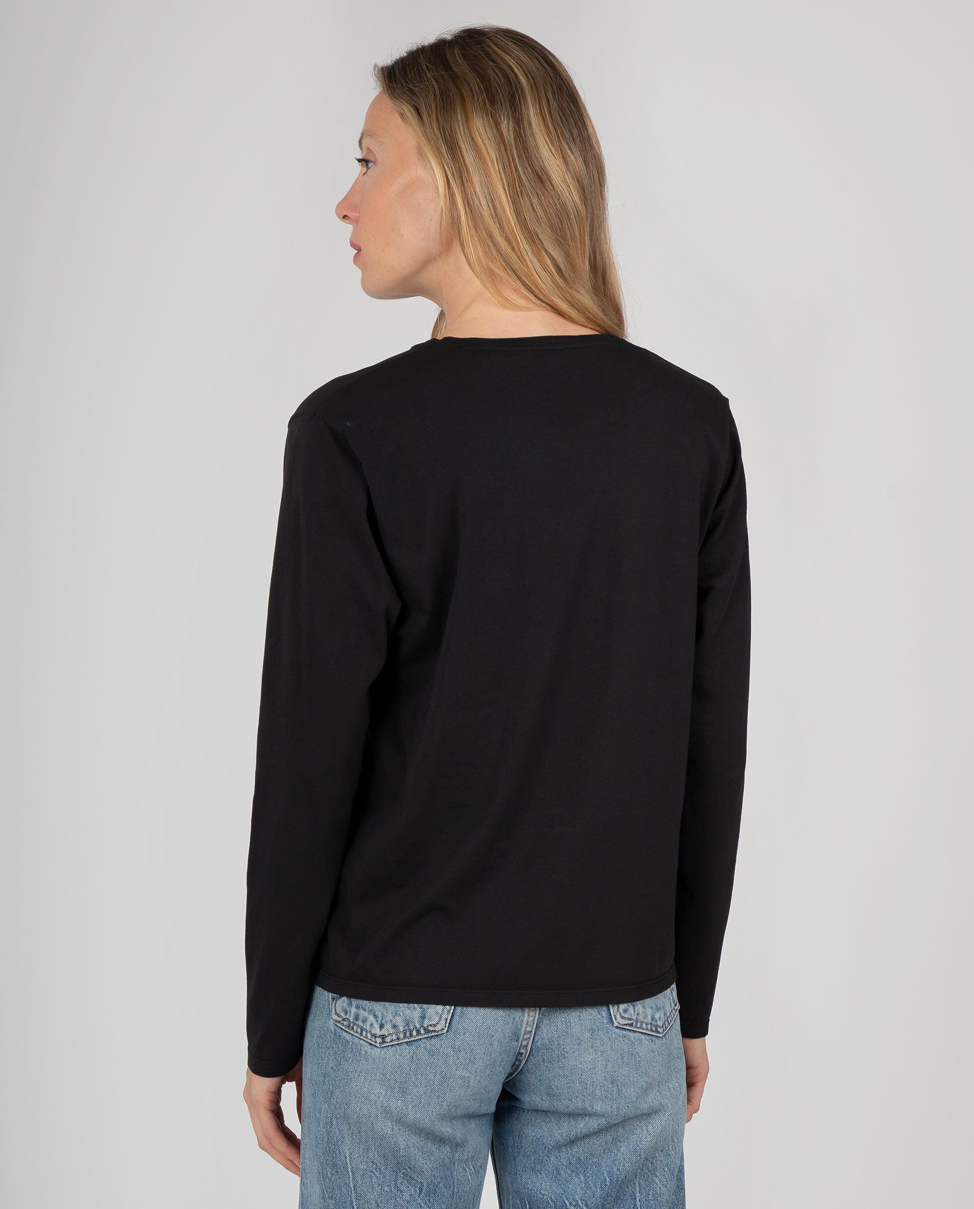 Camiseta básica de mujer con escote abierto pico - Massana - Negro Negro-2