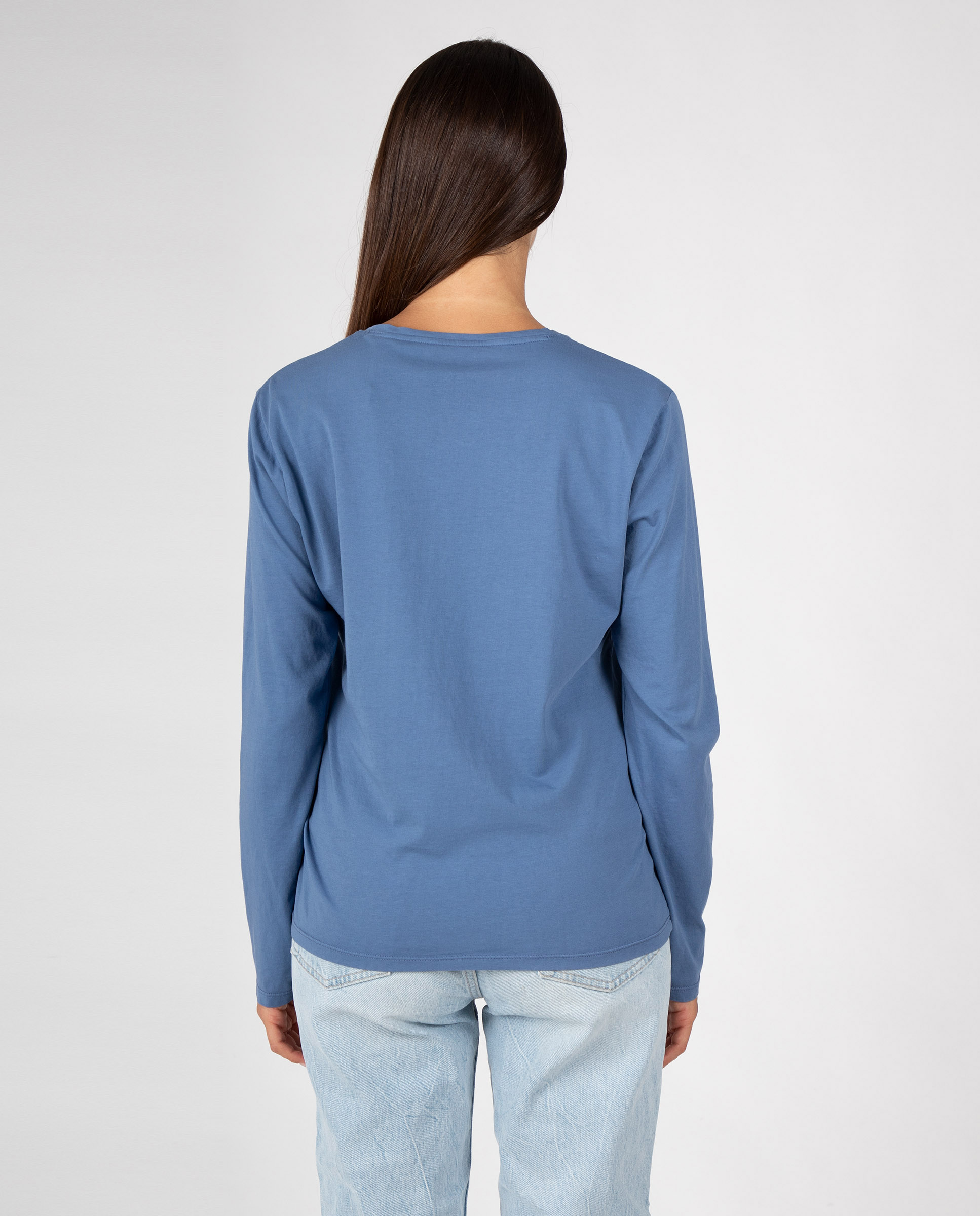 Camiseta básica de mujer con escote abierto pico - Massana - Azul Azul-2