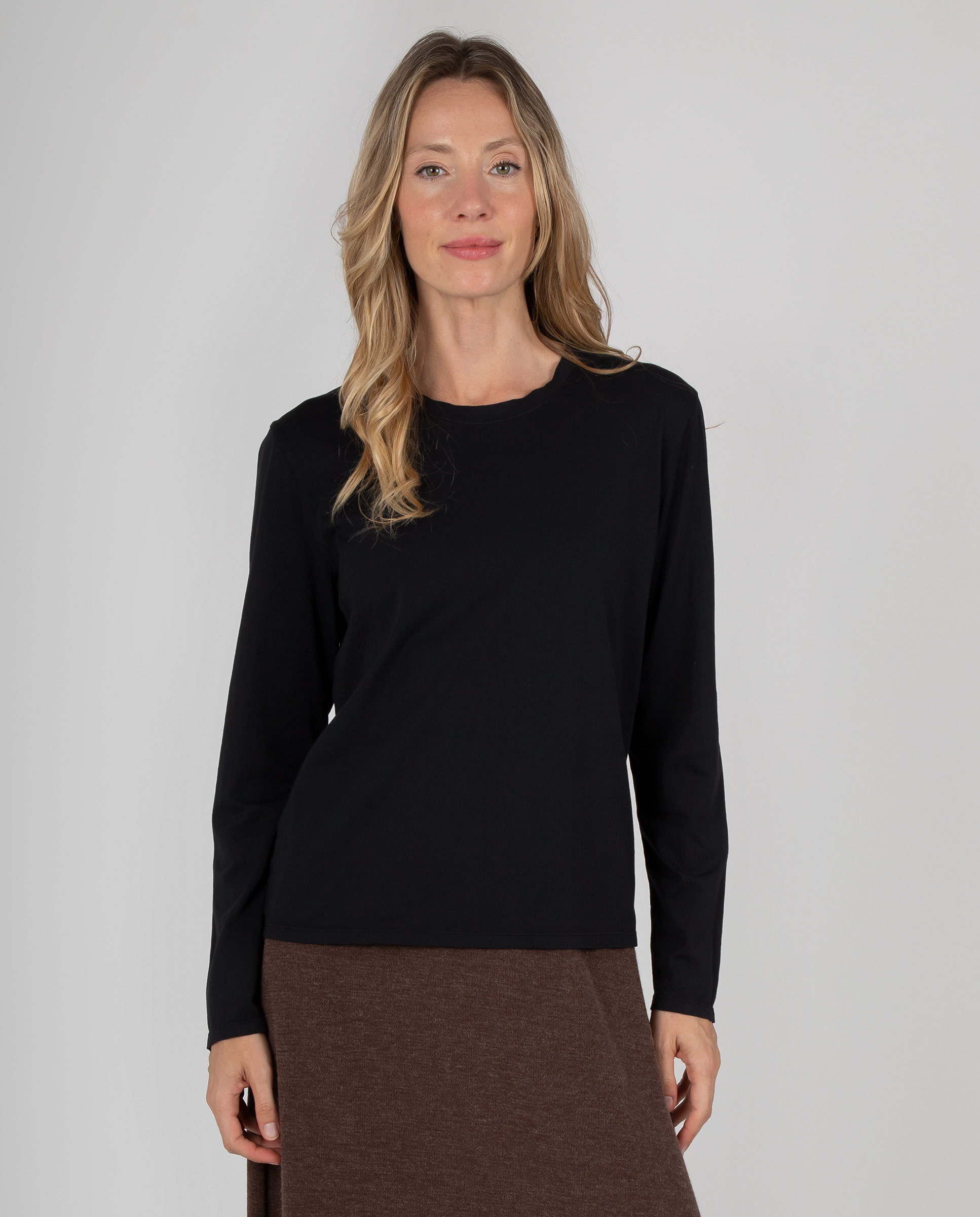 Camiseta básica de mujer con cuello redondo - Massana - Negro Negro-1