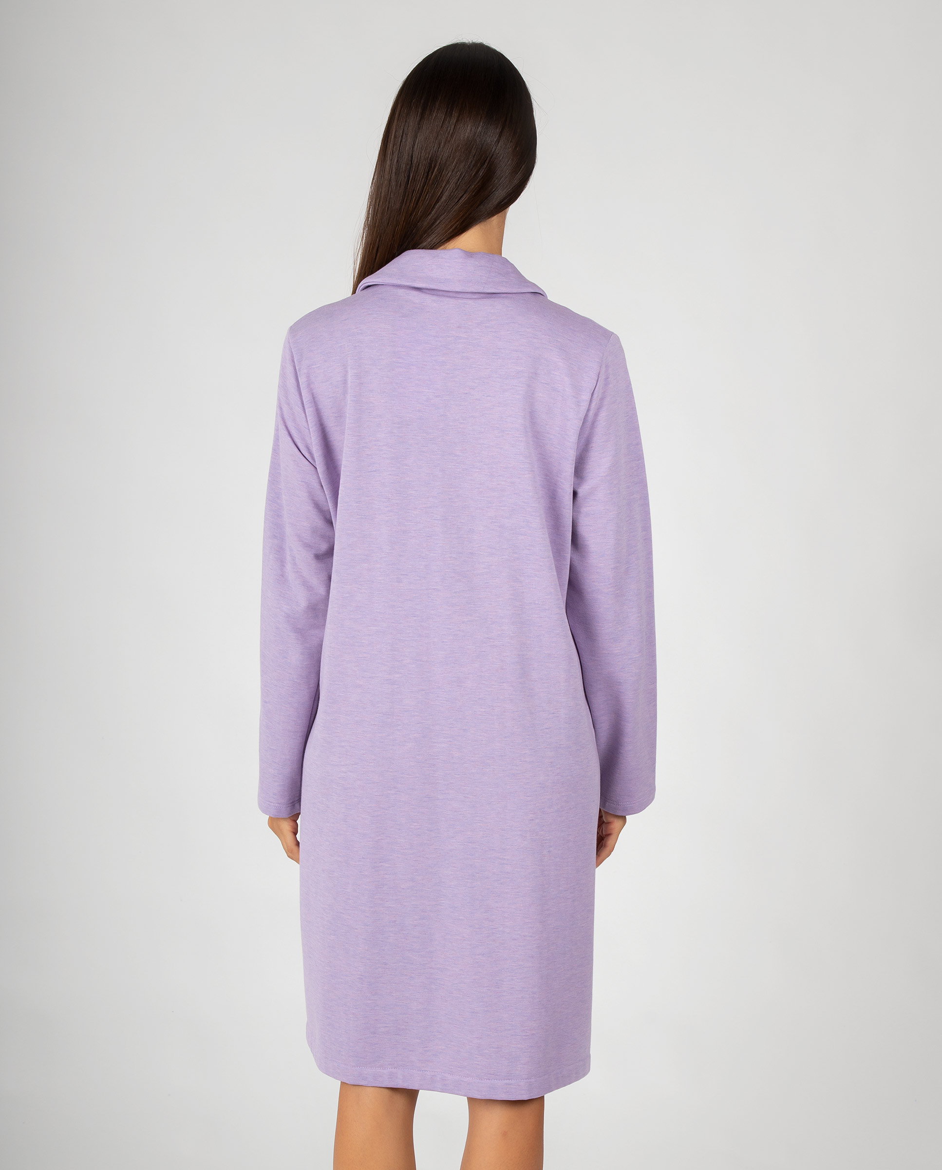 Bata larga de mujer diseño liso con botones y bolsillos laterales. - Massana - Morado Morado-2