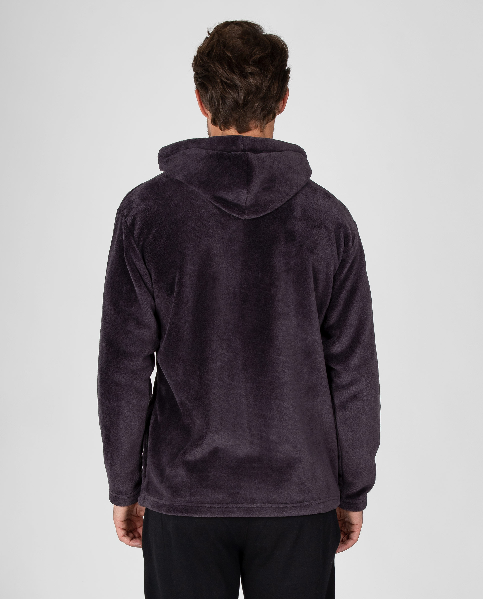 Imagen 2 de Bata corta de hombre en tejido polar liso con capucha, bolsillo de pecho con cremallera y bolsillos - Massana - Gris oscuro Gris oscuro