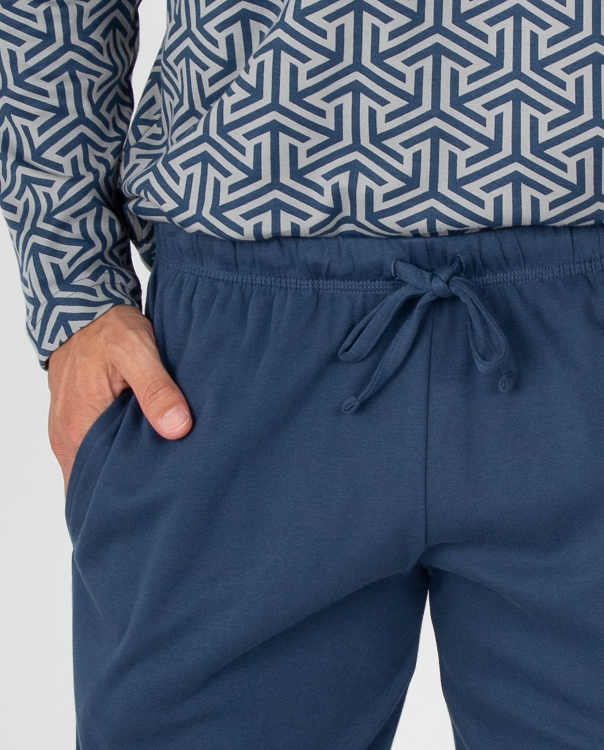 Imagen 3 de Pijama de hombre con camiseta de diseño gráfico y pantalón liso con puños - Massana - Azul Azul