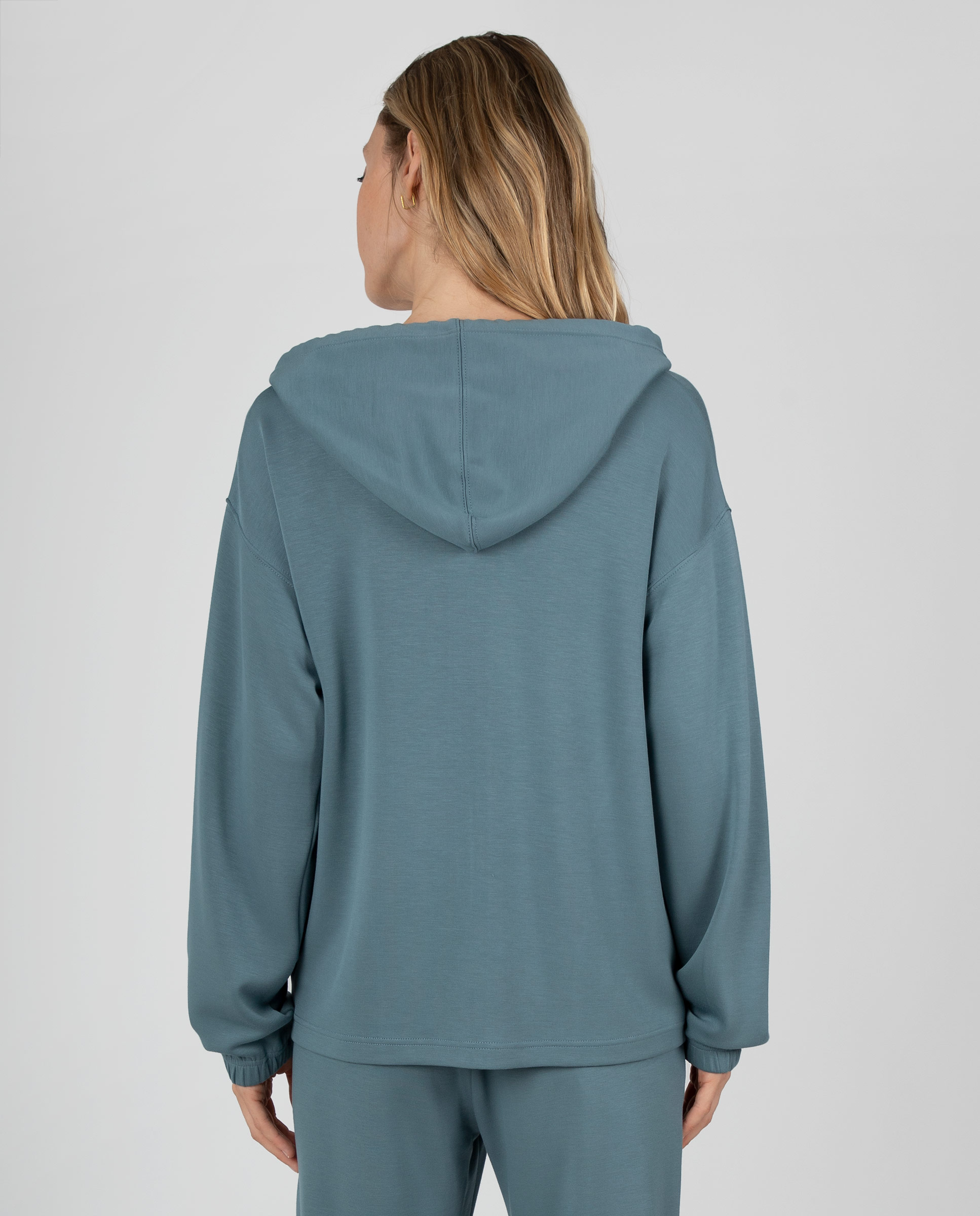 Chaqueta de chándal de mujer con capucha y bolsillos con cremallera - Massana - Petróleo Petróleo-2