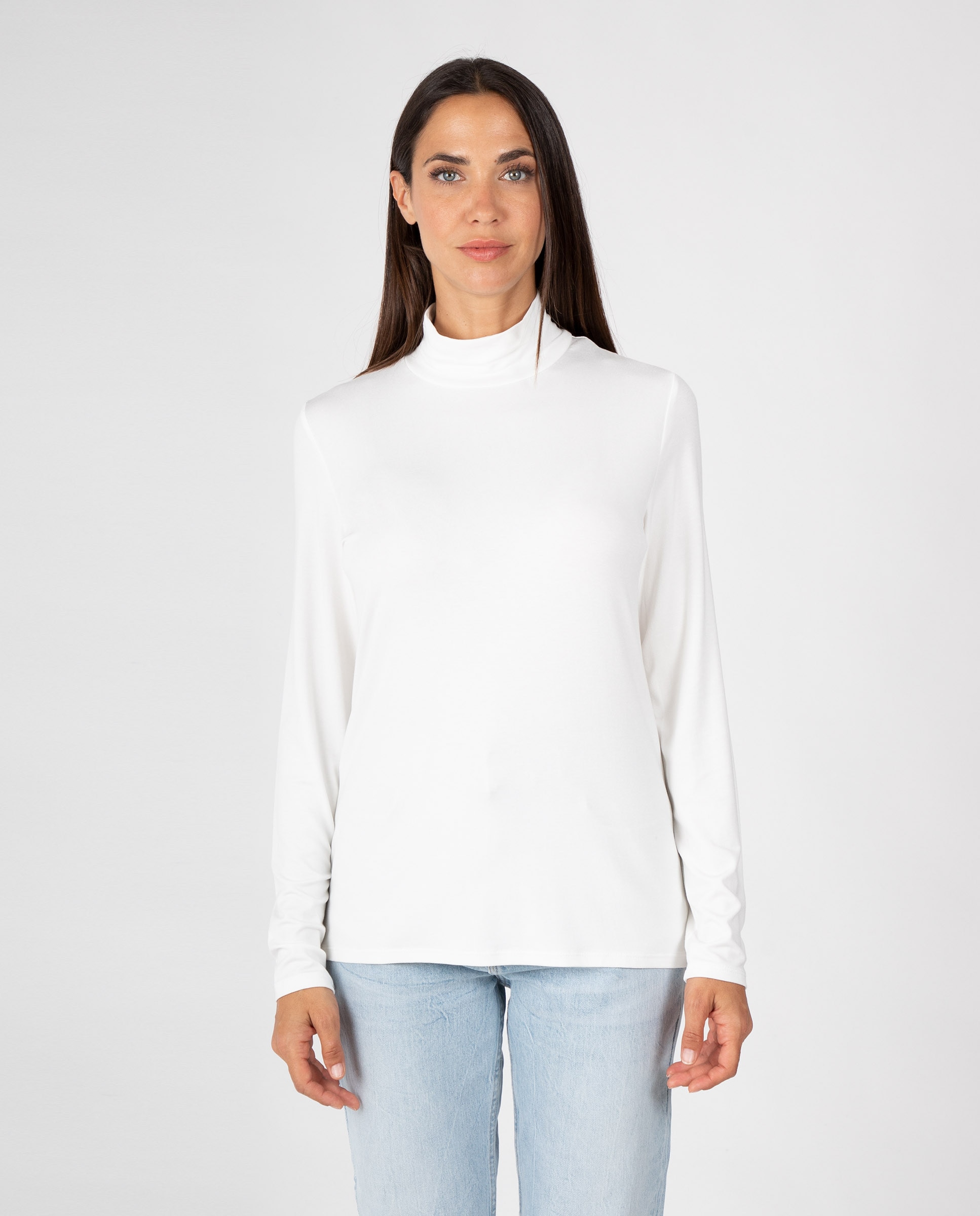 Camiseta básica de mujer con cuello alto - Massana - Crudo Crudo-1
